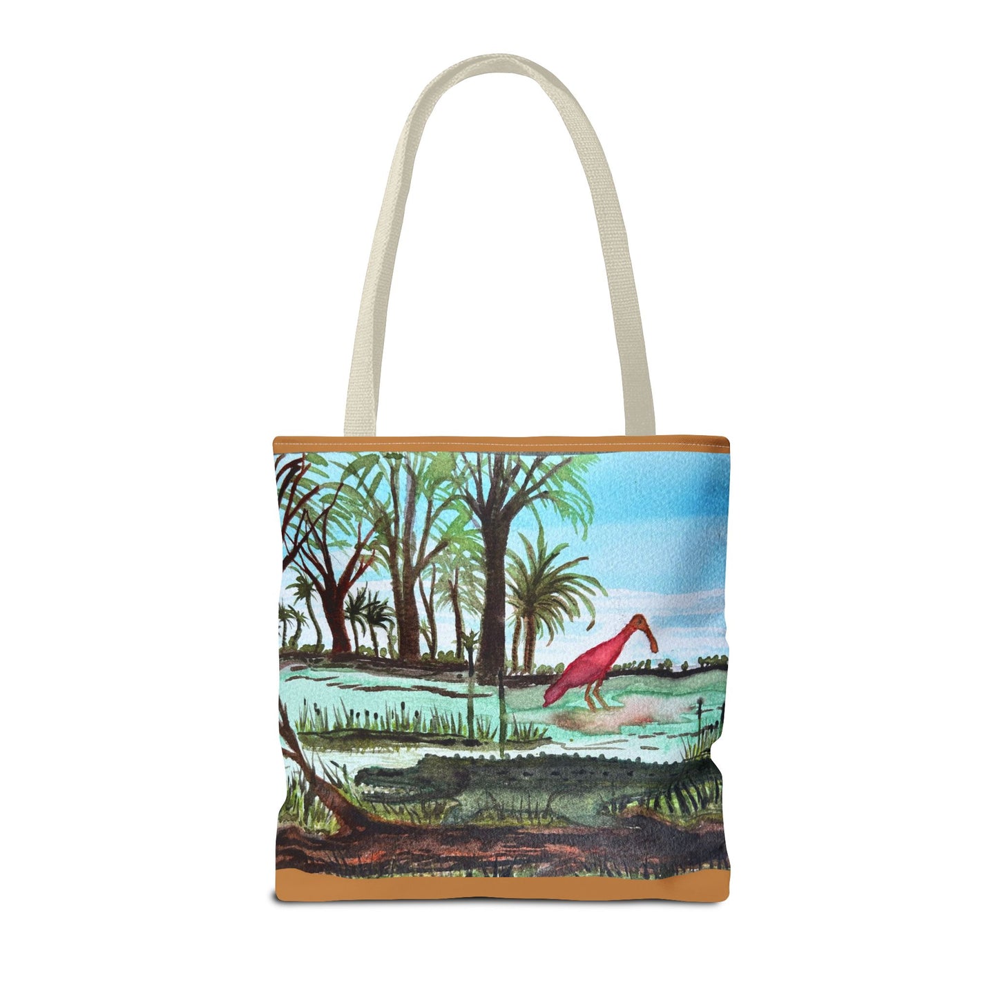 Texas Gator & Roseate Spoonbill Tote Bag — Bold All-Over Print