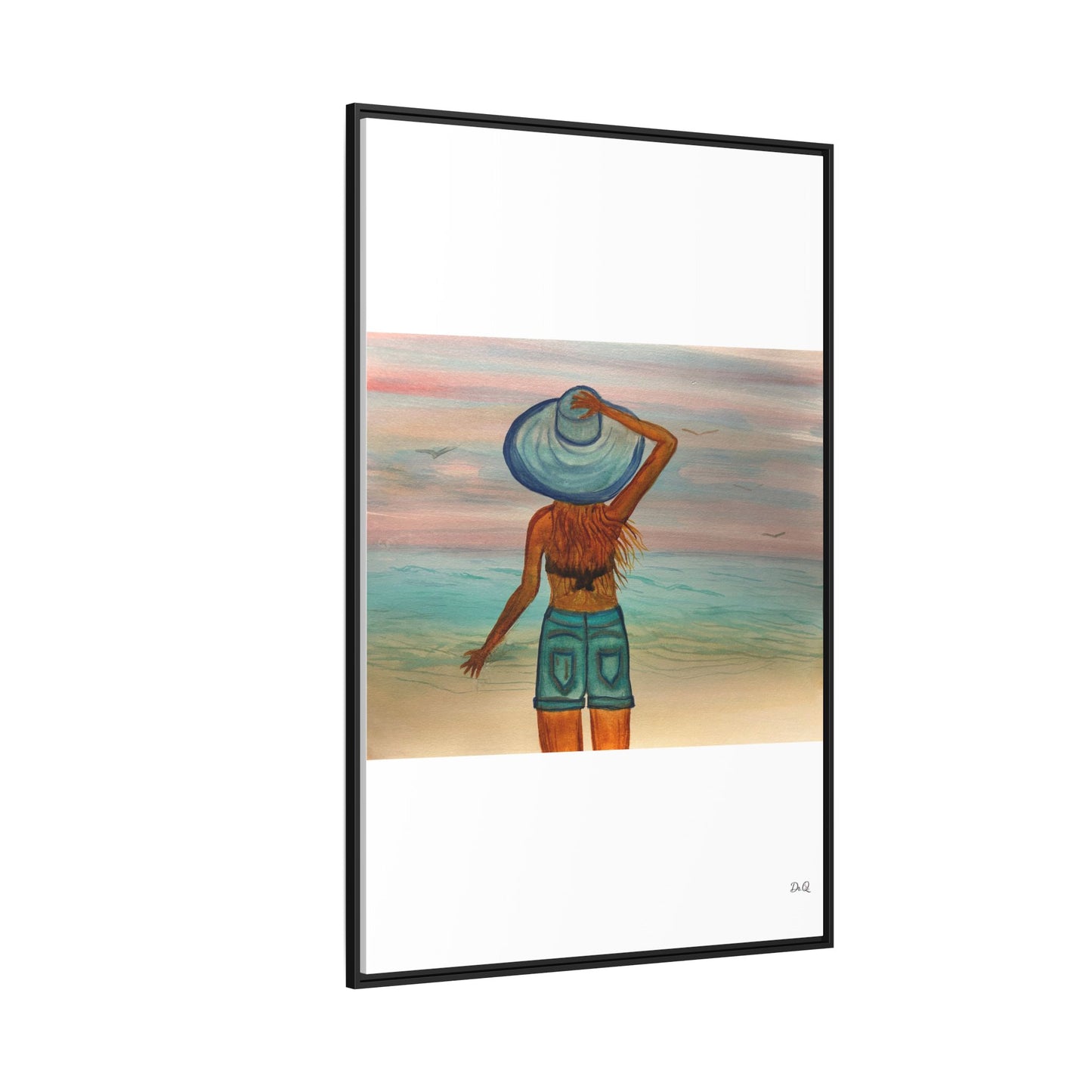 " My Sweet Girl" at the Beach Vibes Framed Canvas Art - Summer Sunset Decor