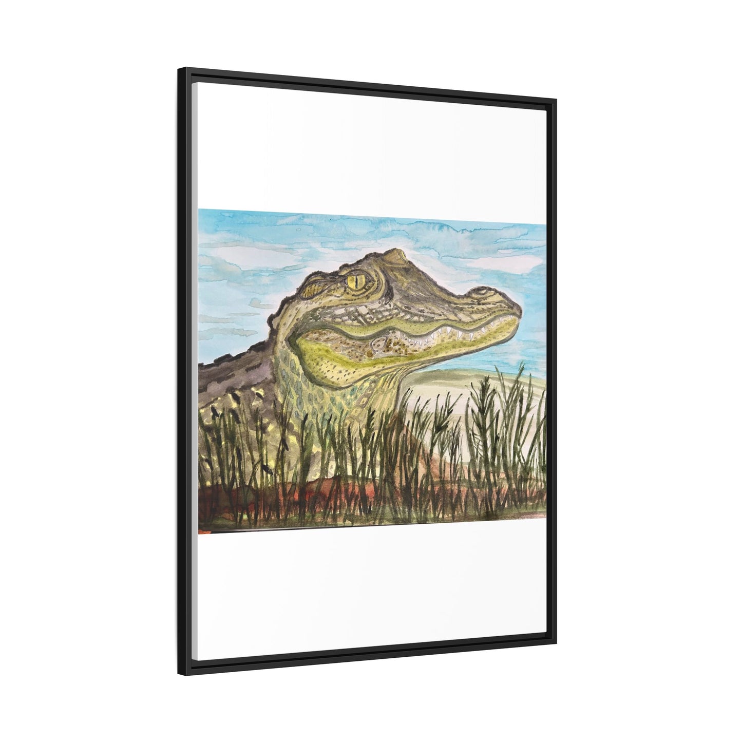 Texas Gator "Big Padre" Alligator Wall Art — Framed Matte Canvas Print