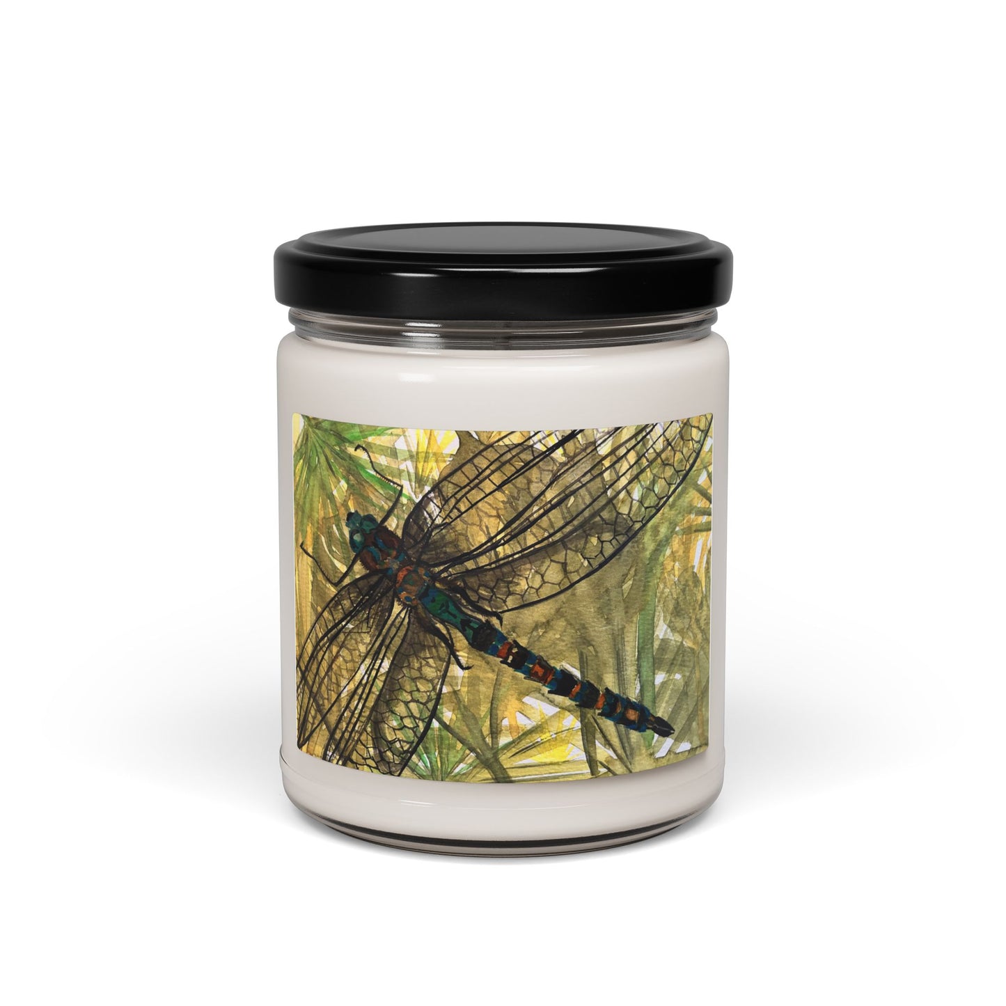 Dragonfly Soy Candle — 9oz Scented Jar Candle with Botanical Art Label
