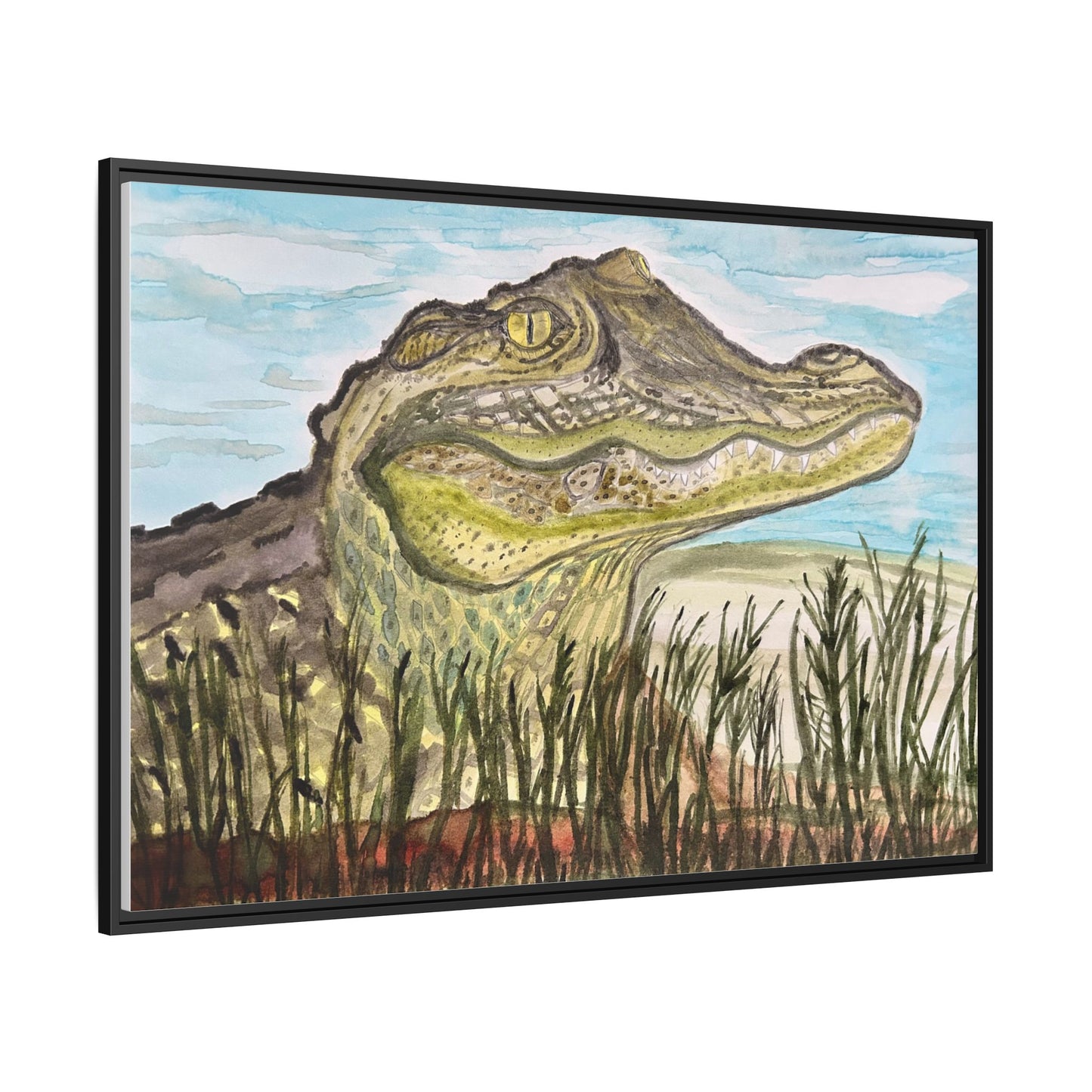 Texas Gator "Big Padre" Alligator Wall Art — Framed Matte Canvas Print