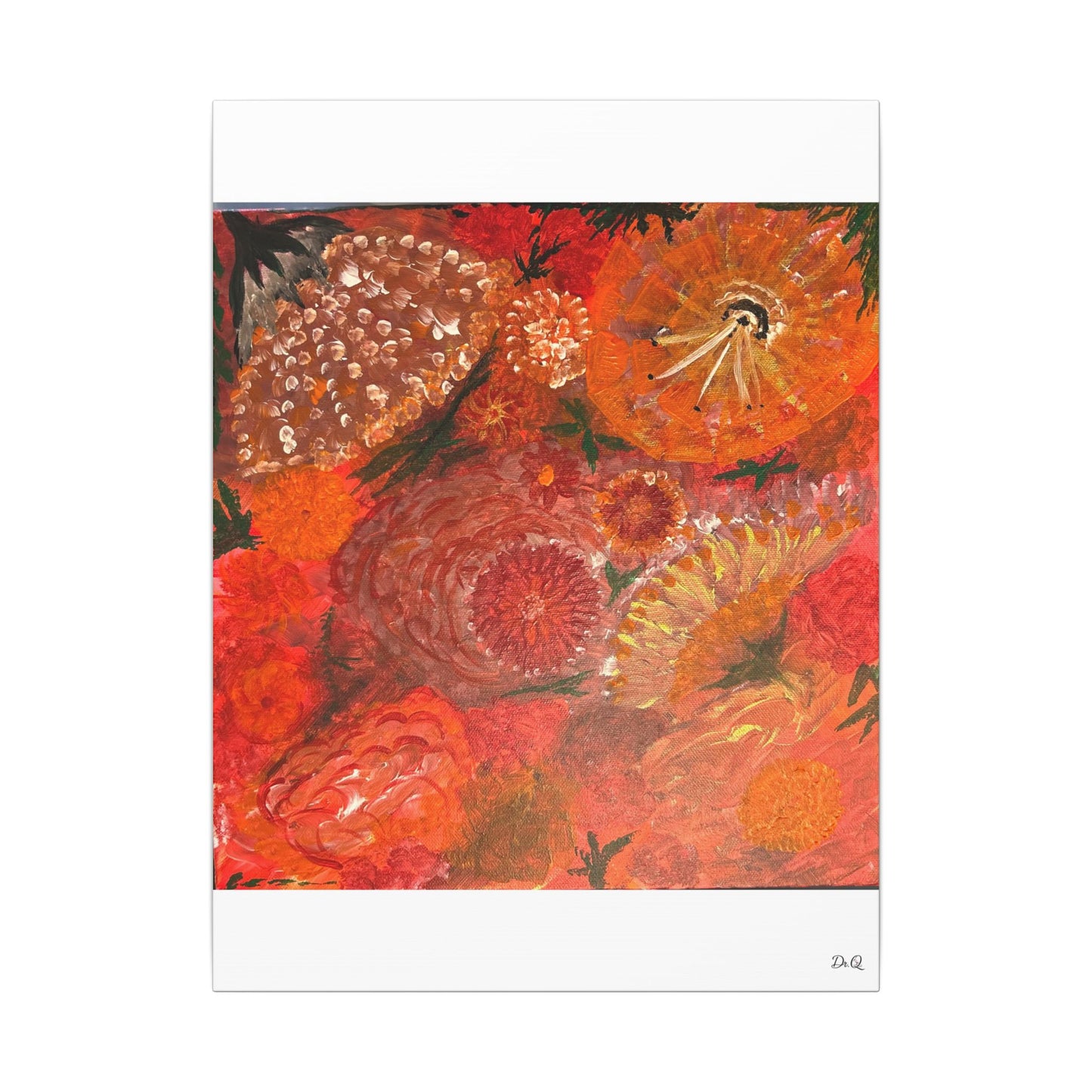 Canvas Print - Flower Burst Watercolor of Bright Red and Orange