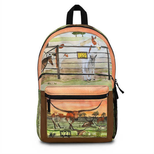 "Out 2 Pasture Ranch" Animal Rescue-Inspired Backpack with Longhorn Landscape Design - Perfect for Students, Adventurers, and Nature Lovers, Eco-Friendly School [...]