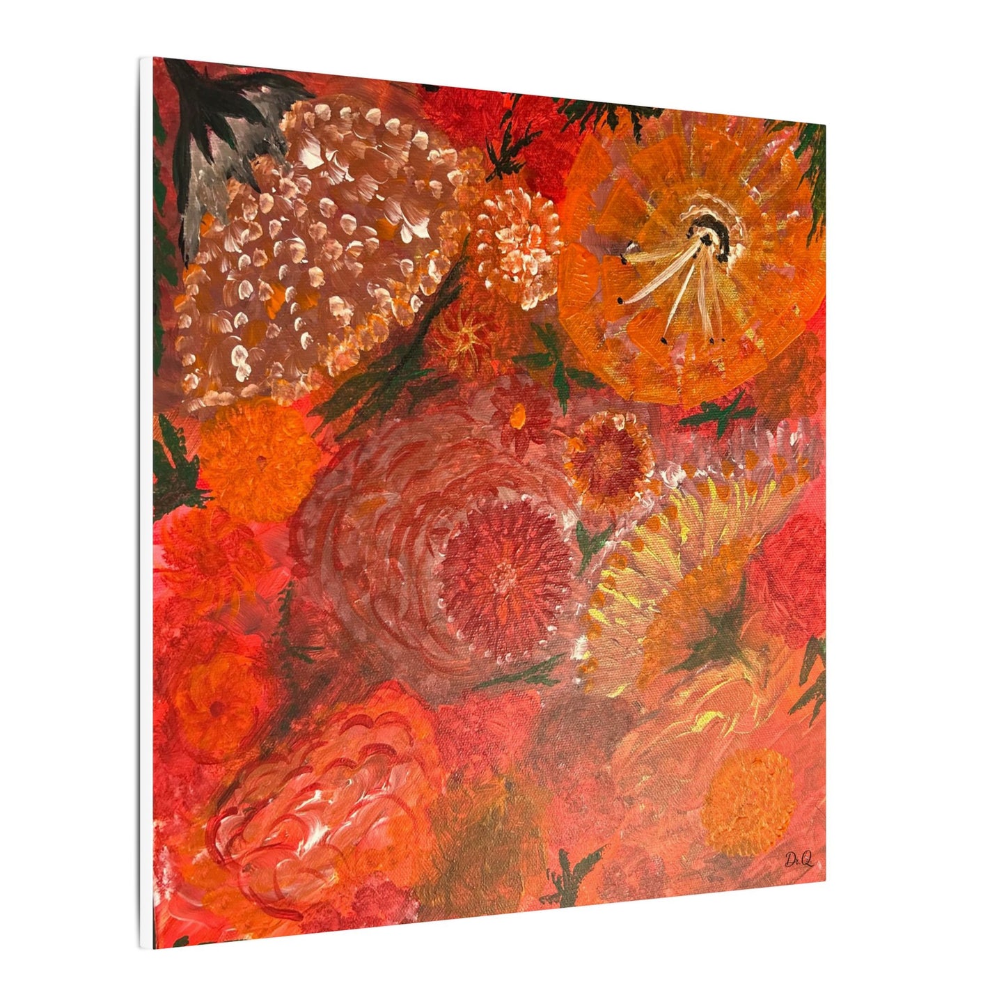 Canvas Print - Flower Burst Watercolor of Bright Red and Orange
