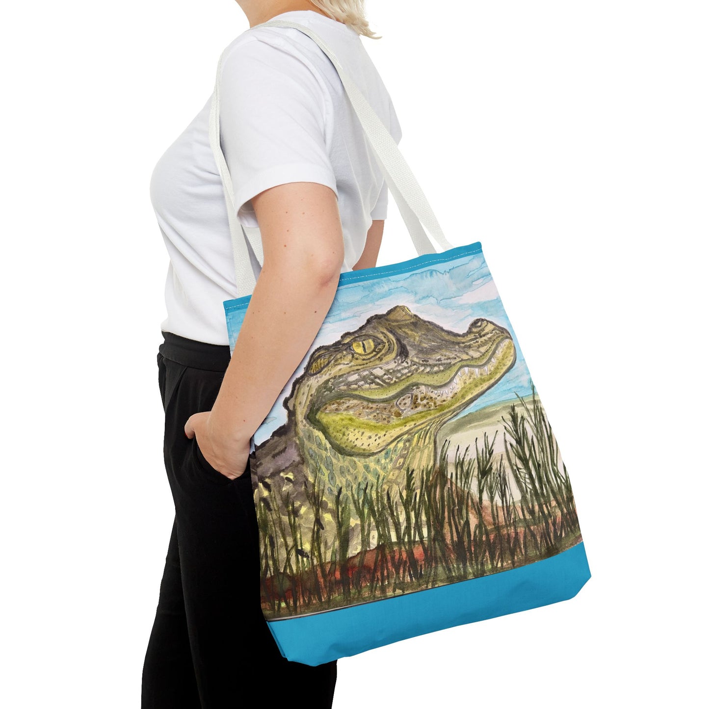 Texas Gator "Big Padre" Alligator Marsh Tote Bag — Wildlife Art Canvas Beach & Market Tote