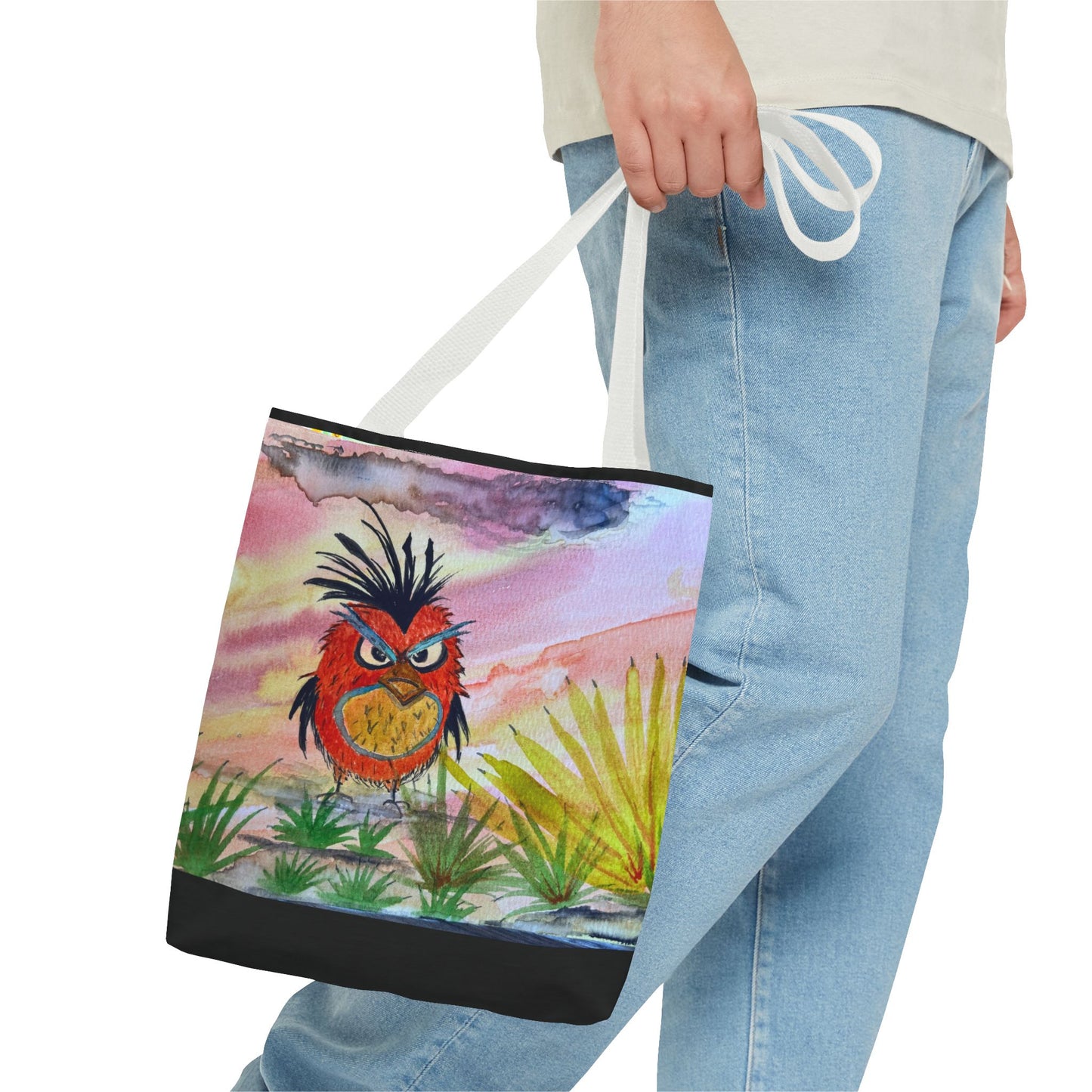 Funky Owl Art Tote Bag, Unique Tote for Shopping, Beach, Gift for Bird Lovers, Cute Eco-Friendly Carryall, Handmade Art Accessory