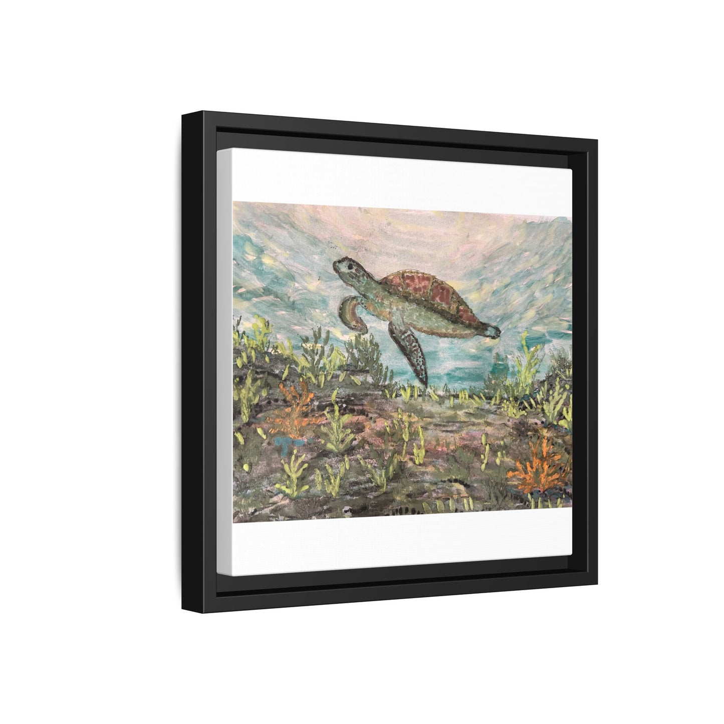 Sea Turtle Matte Canvas, Framed (Multi-color)