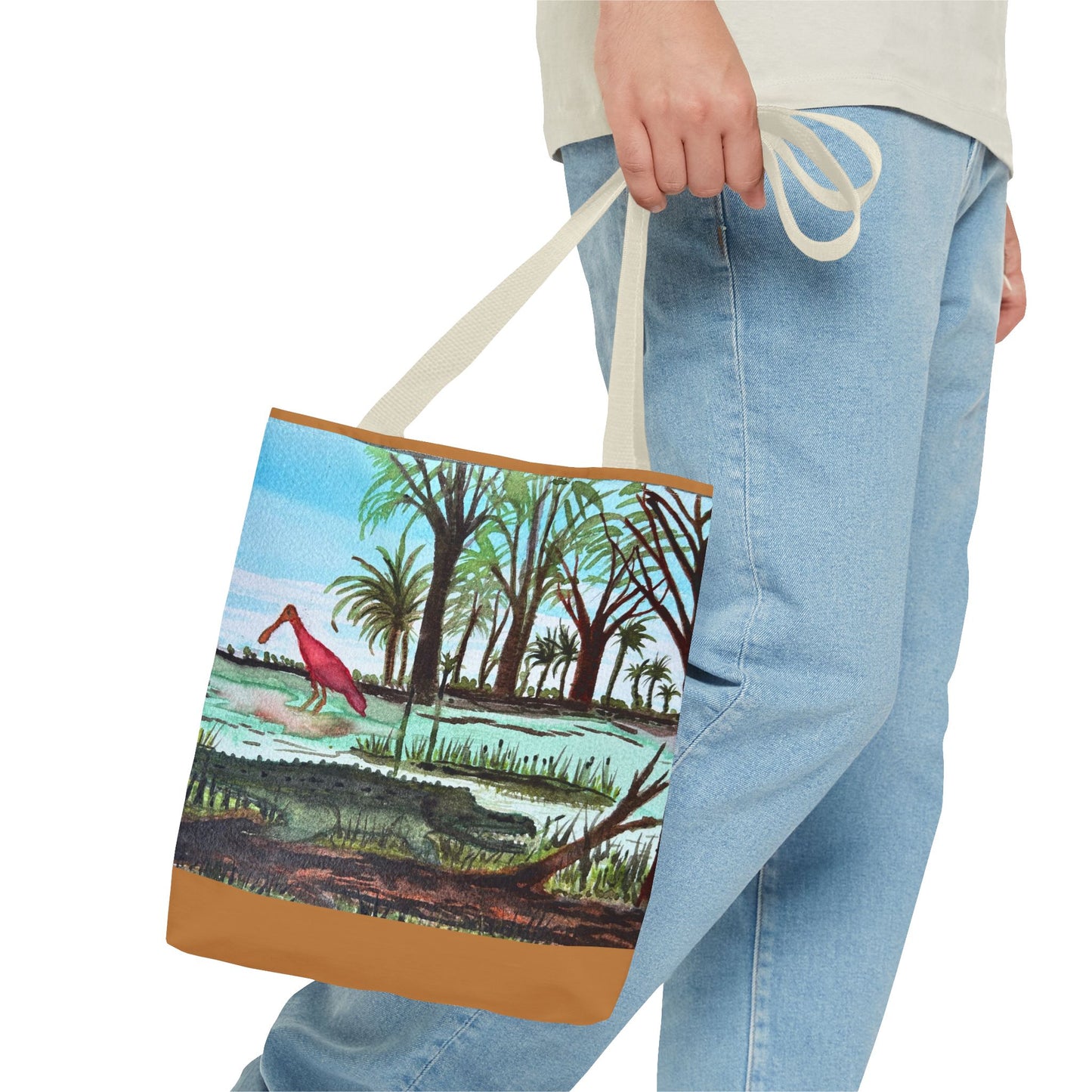 Texas Gator & Roseate Spoonbill Tote Bag — Bold All-Over Print