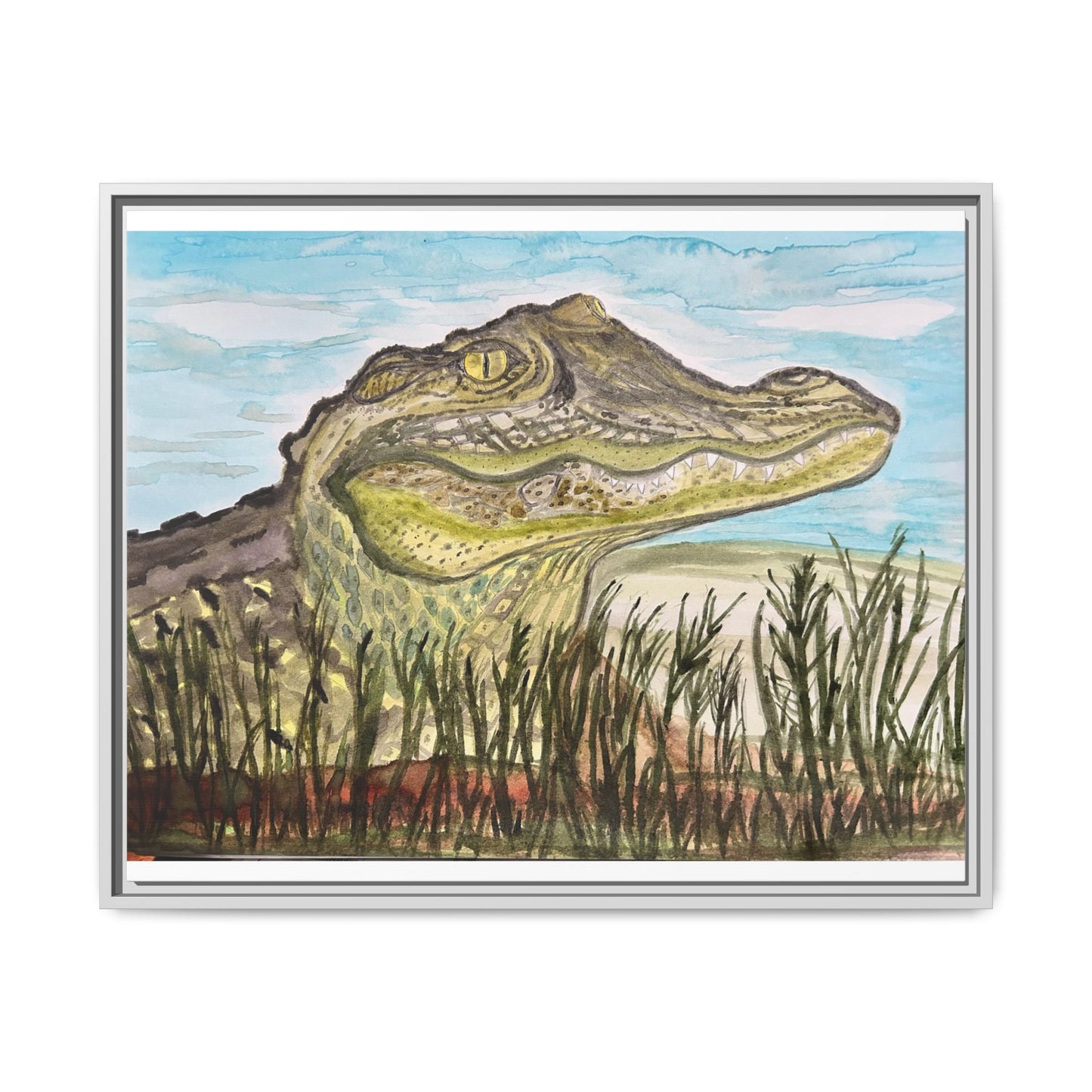 Texas Gator "Big Padre" Alligator Wall Art — Framed Matte Canvas Print