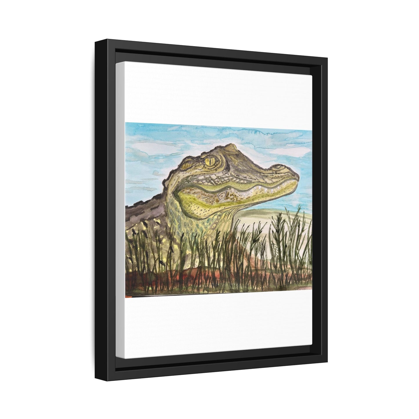 Texas Gator "Big Padre" Alligator Wall Art — Framed Matte Canvas Print