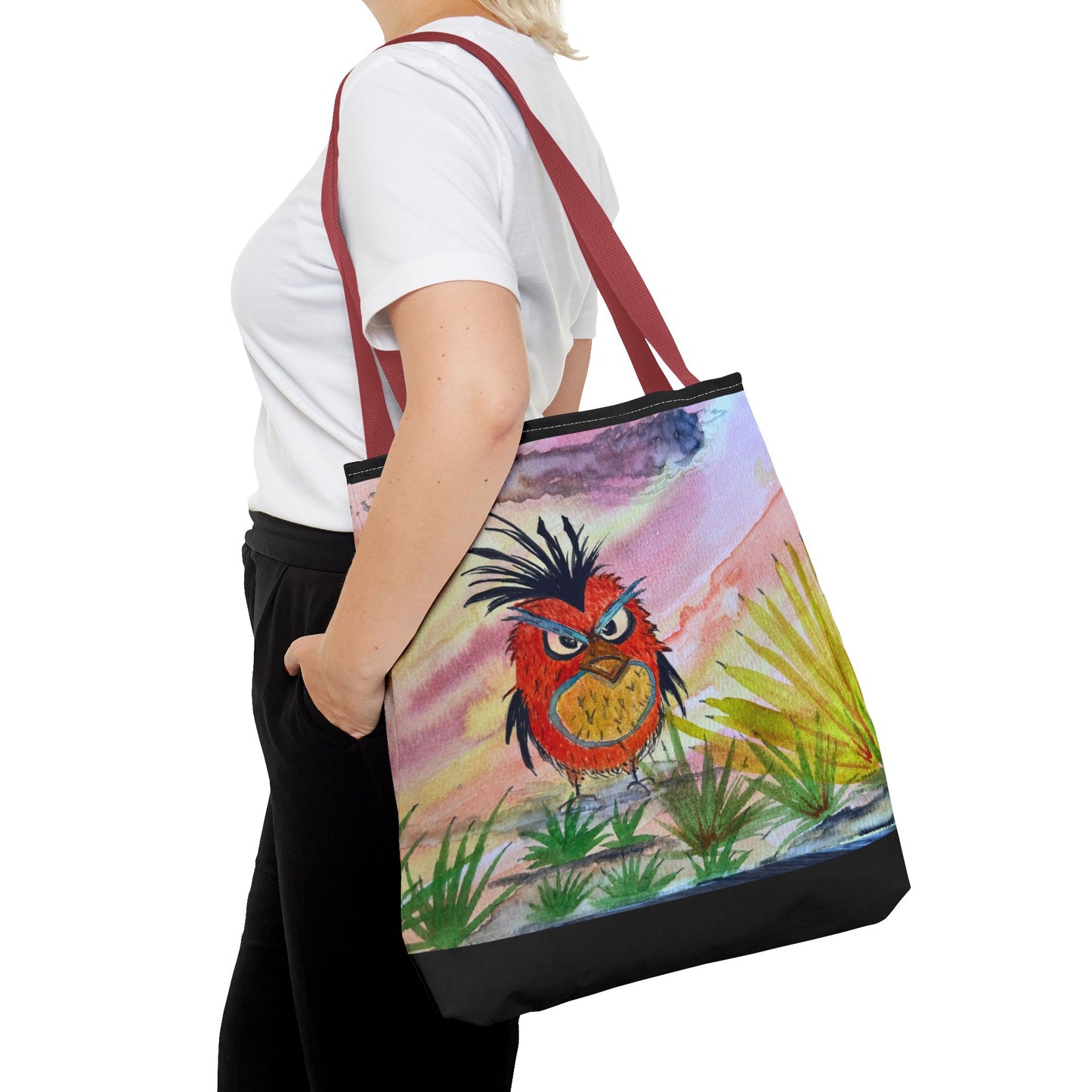 Funky Owl Art Tote Bag, Unique Tote for Shopping, Beach, Gift for Bird Lovers, Cute Eco-Friendly Carryall, Handmade Art Accessory