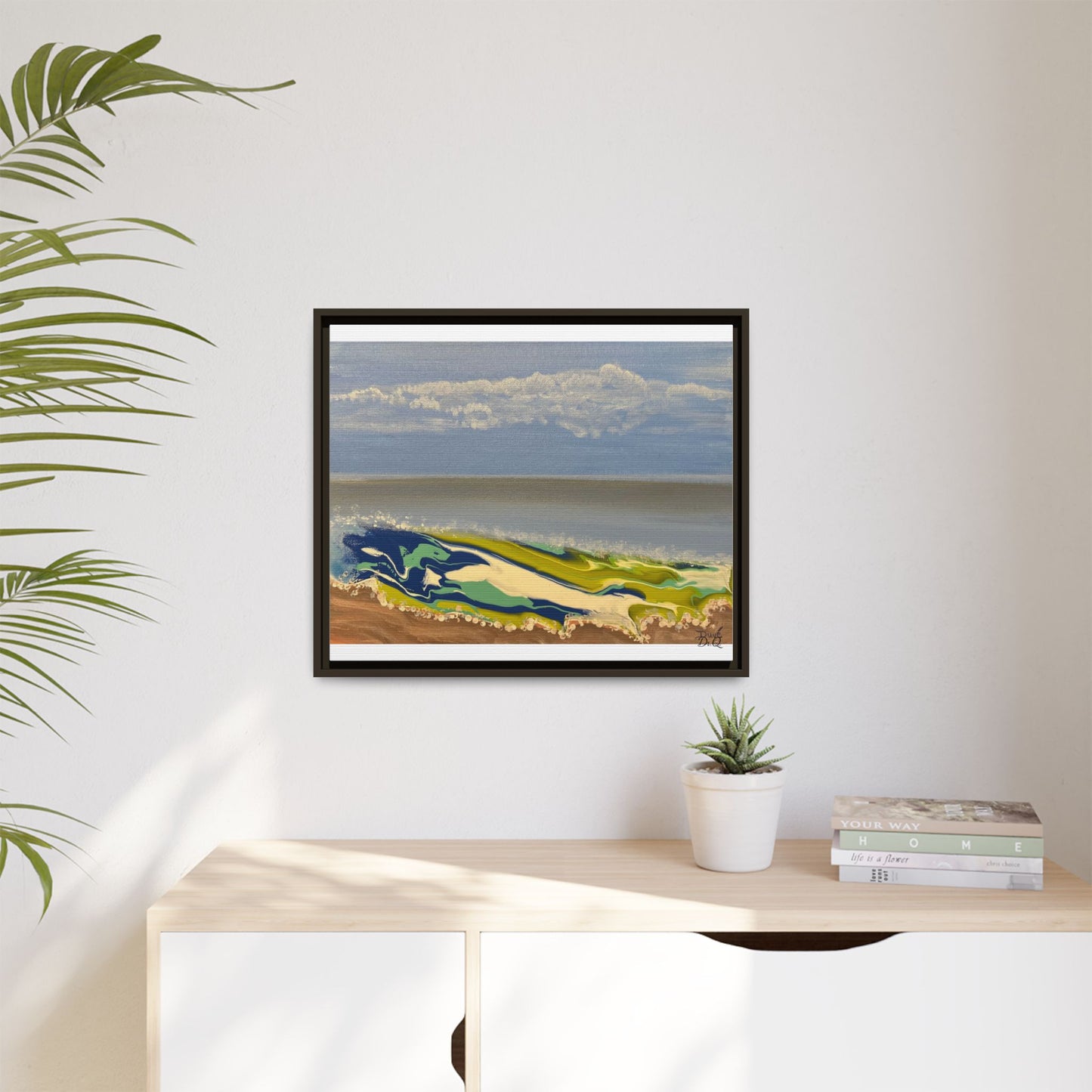 Sea Wash Matte Canvas, Framed (Multi-color)