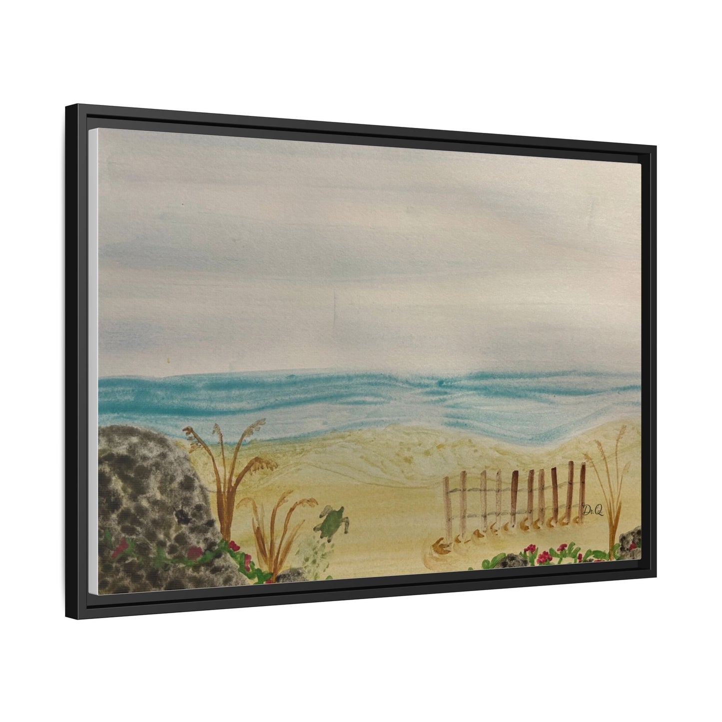 Coastal Beach Scene Matte Canvas Print (Framed)