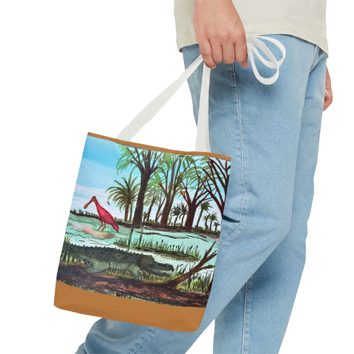 Texas Gator & Roseate Spoonbill Tote Bag — Bold All-Over Print
