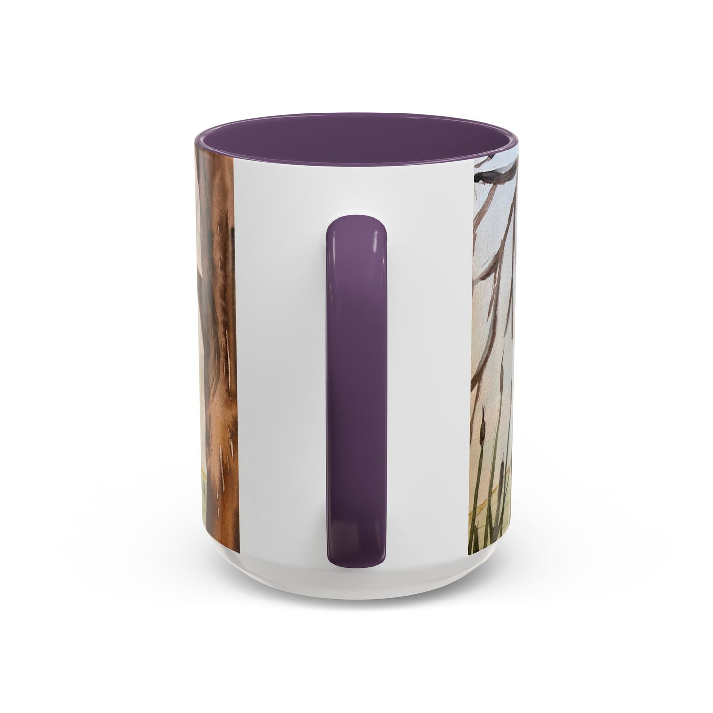 Green Heron Watercolor Accent Coffee Mug — Nature Bird Watercolor (11/15oz)