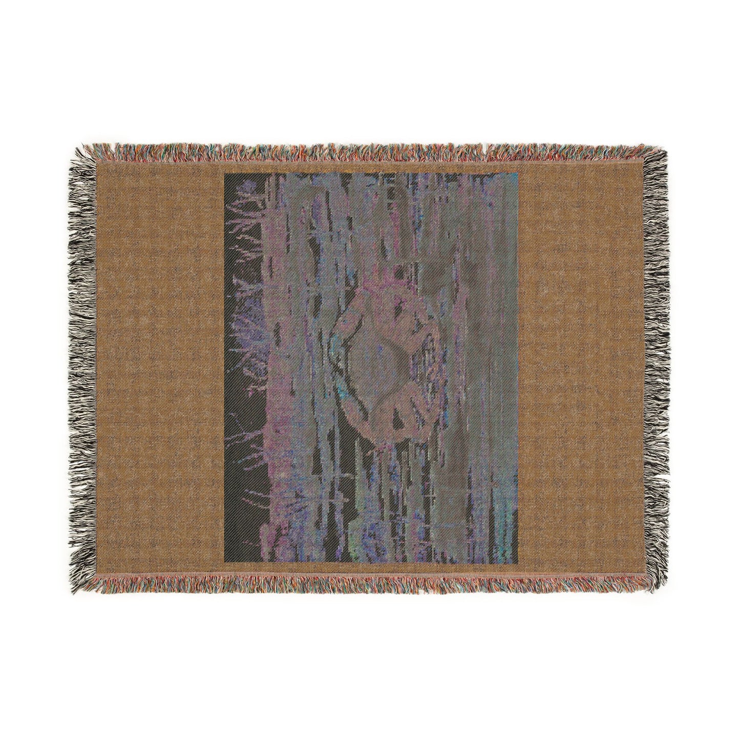 Blue Crab Coastal Woven Blanket — Boho Sea Life Throw with Nautical Sea Design