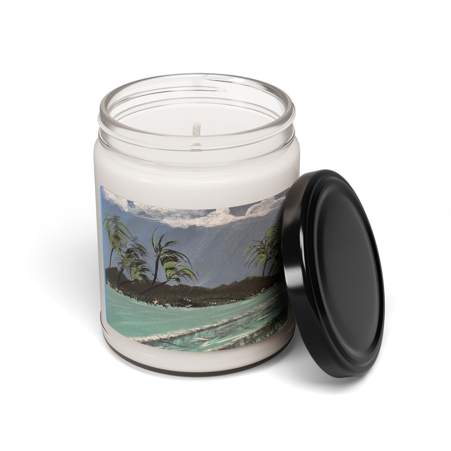 Tropical Beach Soy Candle — 9oz Scented Jar (Palm Trees, Ocean Breeze)