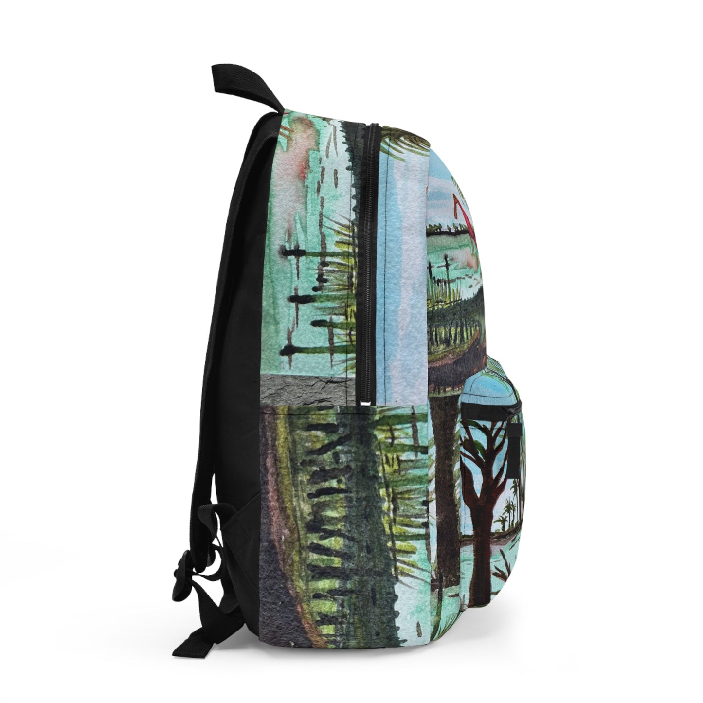Roseate Spoonbill & Texas Gator Backpack — Wild Watercolor Nature Print