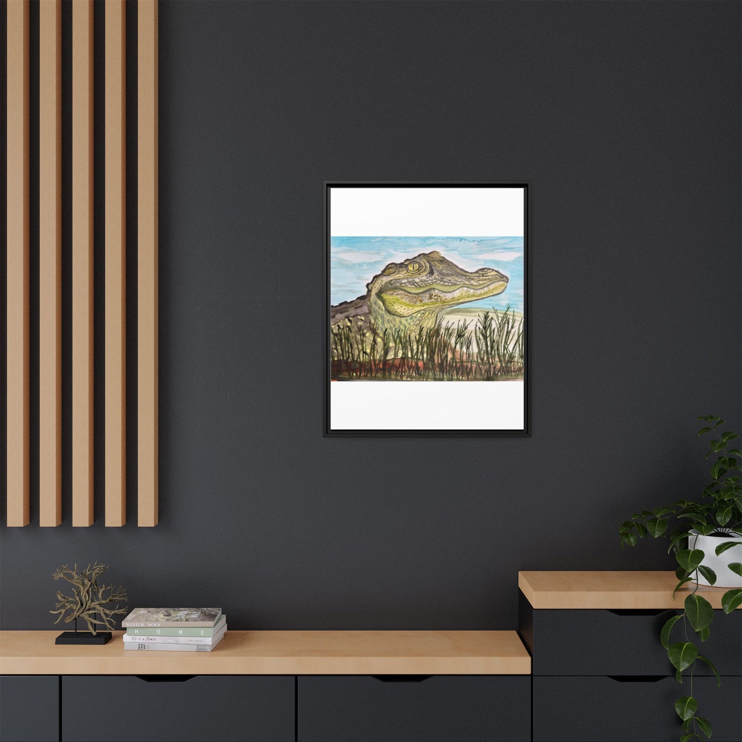 Texas Gator "Big Padre" Alligator Wall Art — Framed Matte Canvas Print