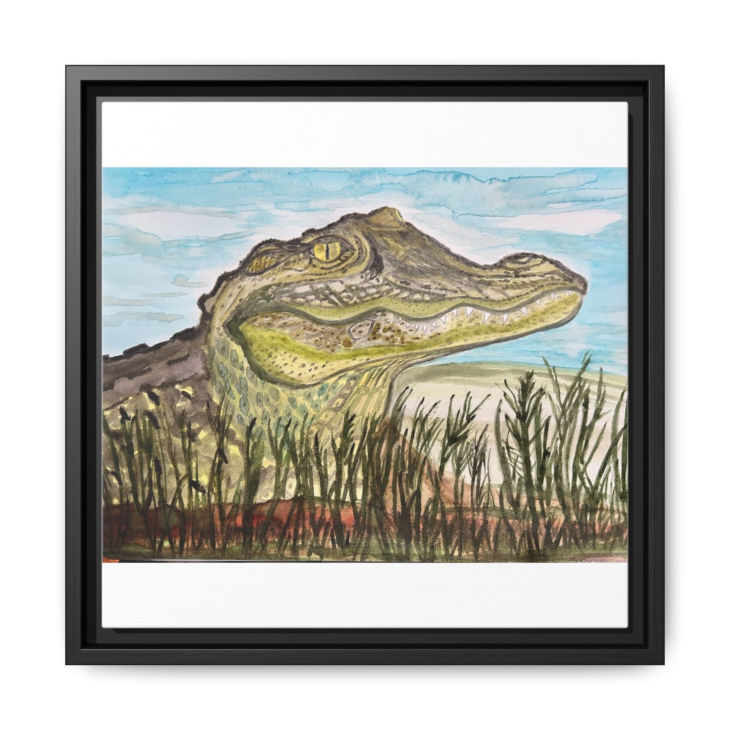 Texas Gator "Big Padre" Alligator Wall Art — Framed Matte Canvas Print