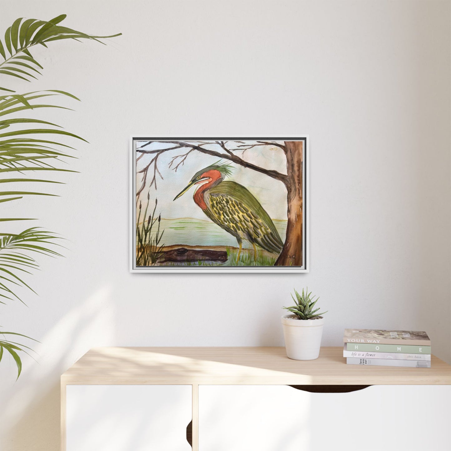 Green Heron Wetlands Print on Canvas