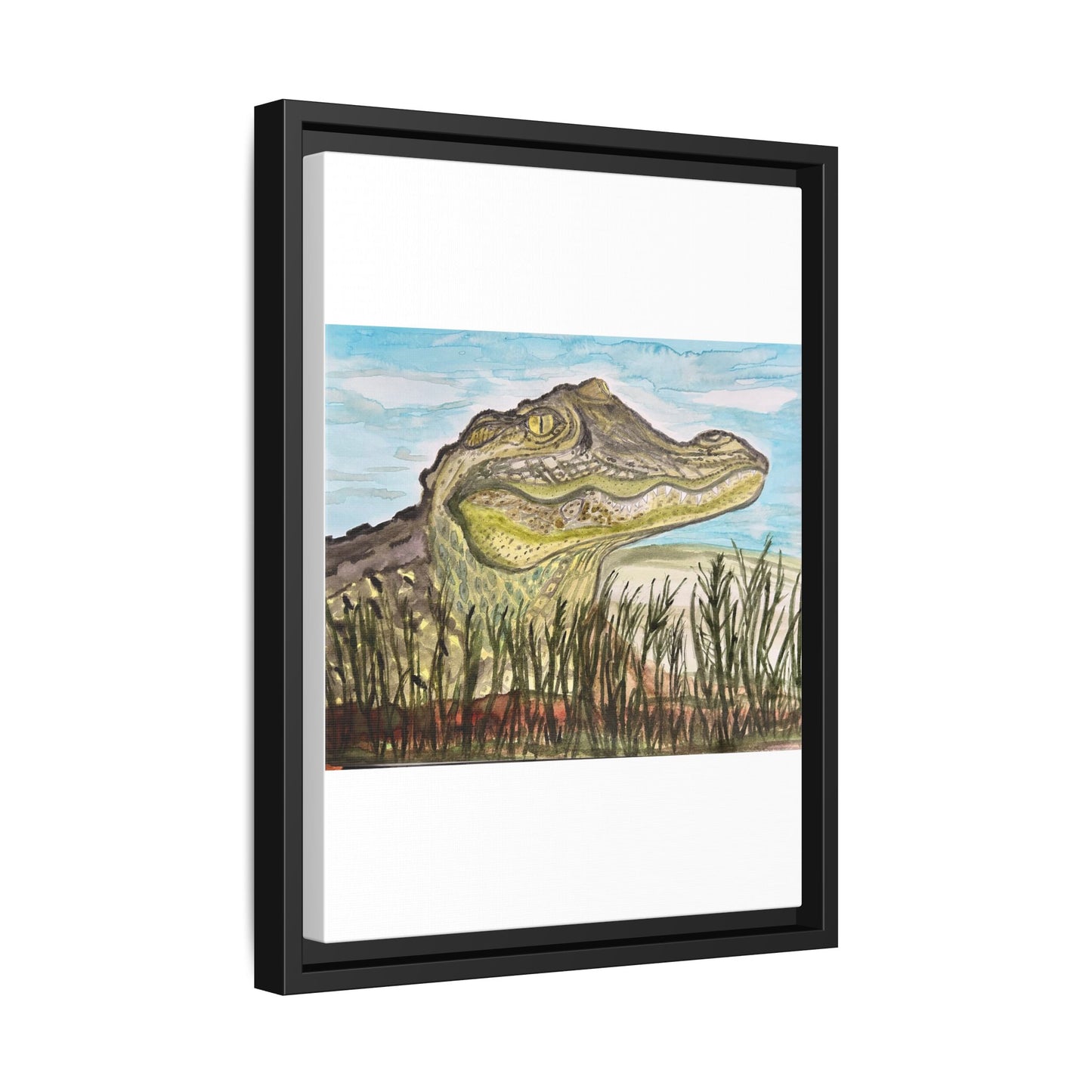Texas Gator "Big Padre" Alligator Wall Art — Framed Matte Canvas Print