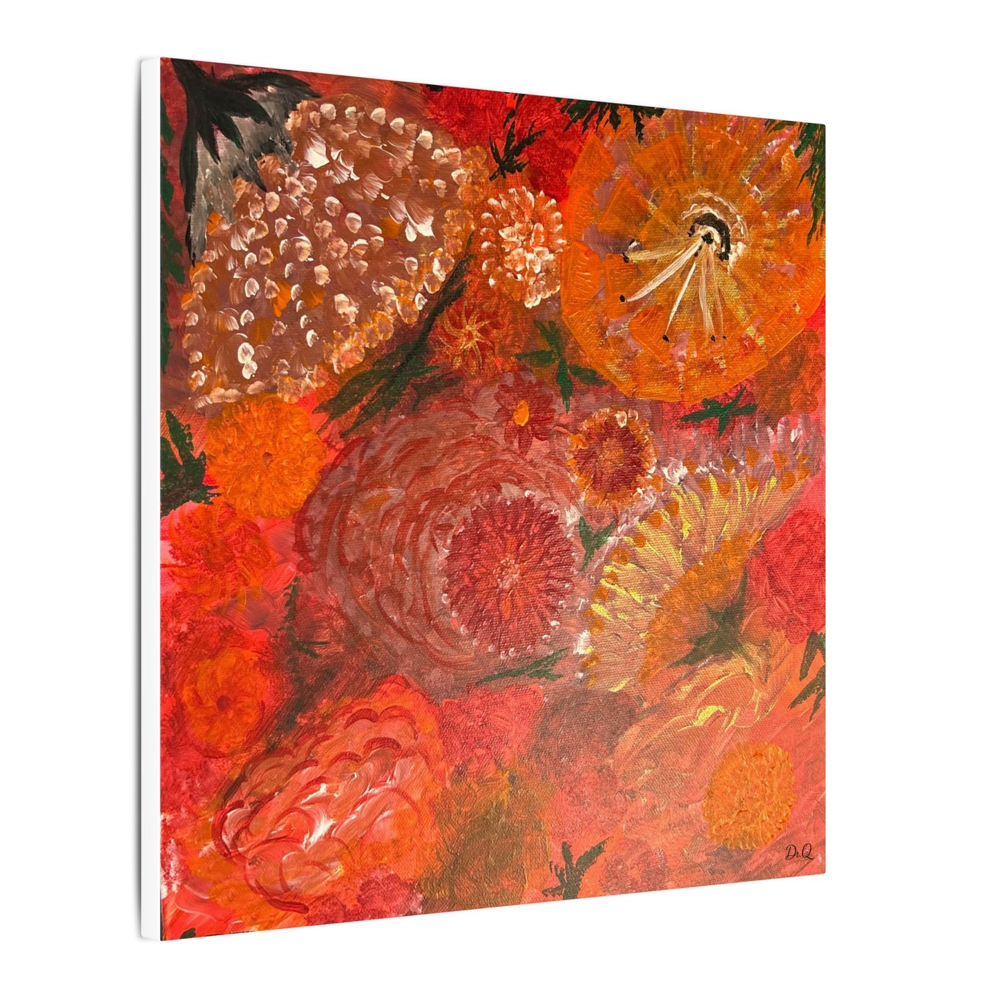 Canvas Print - Flower Burst Watercolor of Bright Red and Orange