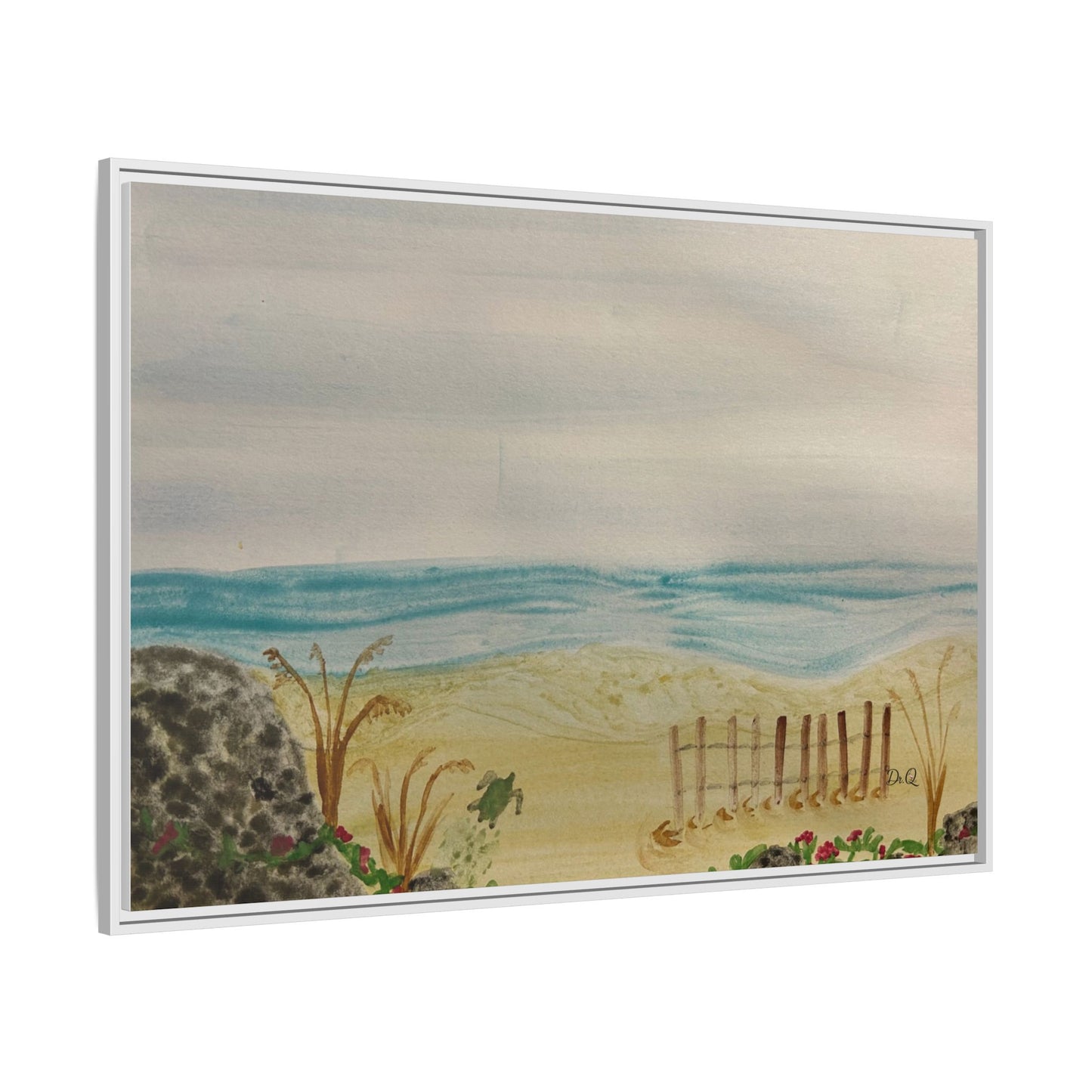 Coastal Beach Scene Matte Canvas Print (Framed)