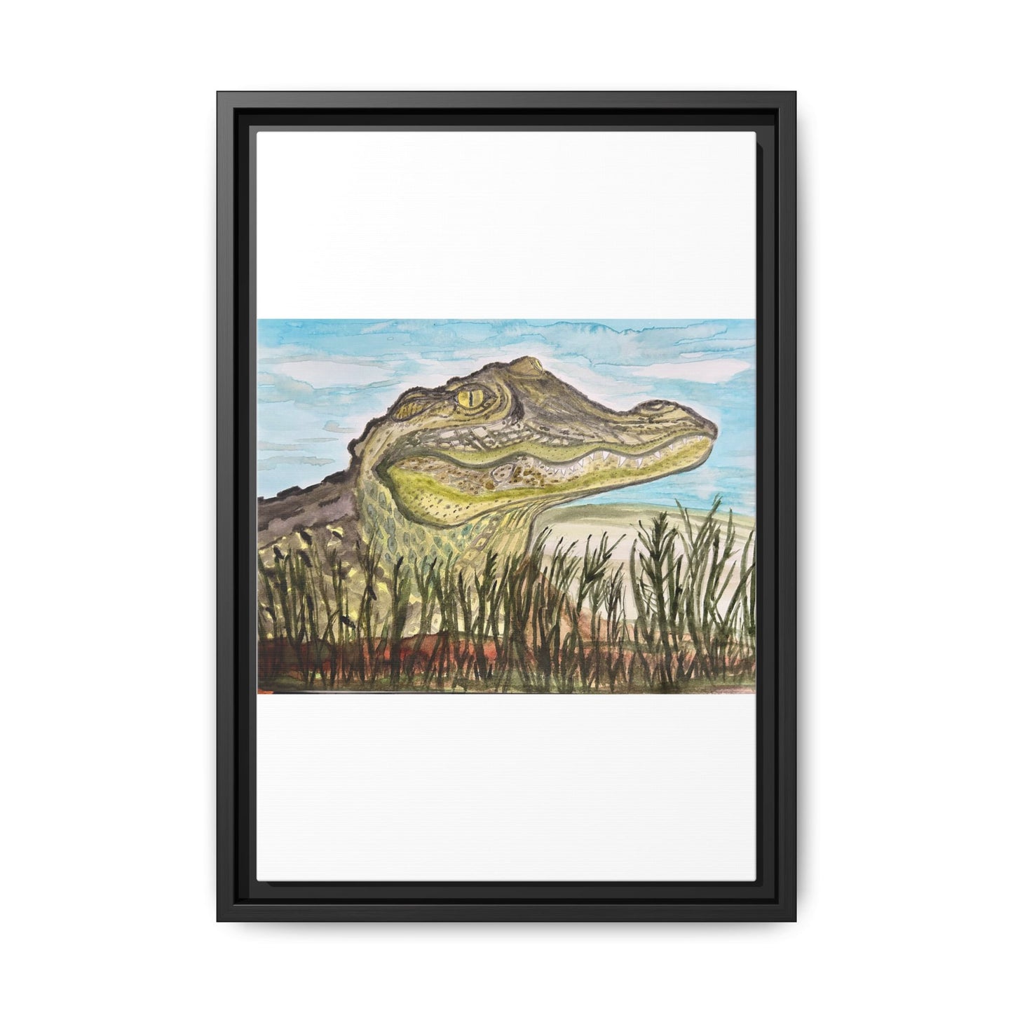 Texas Gator "Big Padre" Alligator Wall Art — Framed Matte Canvas Print