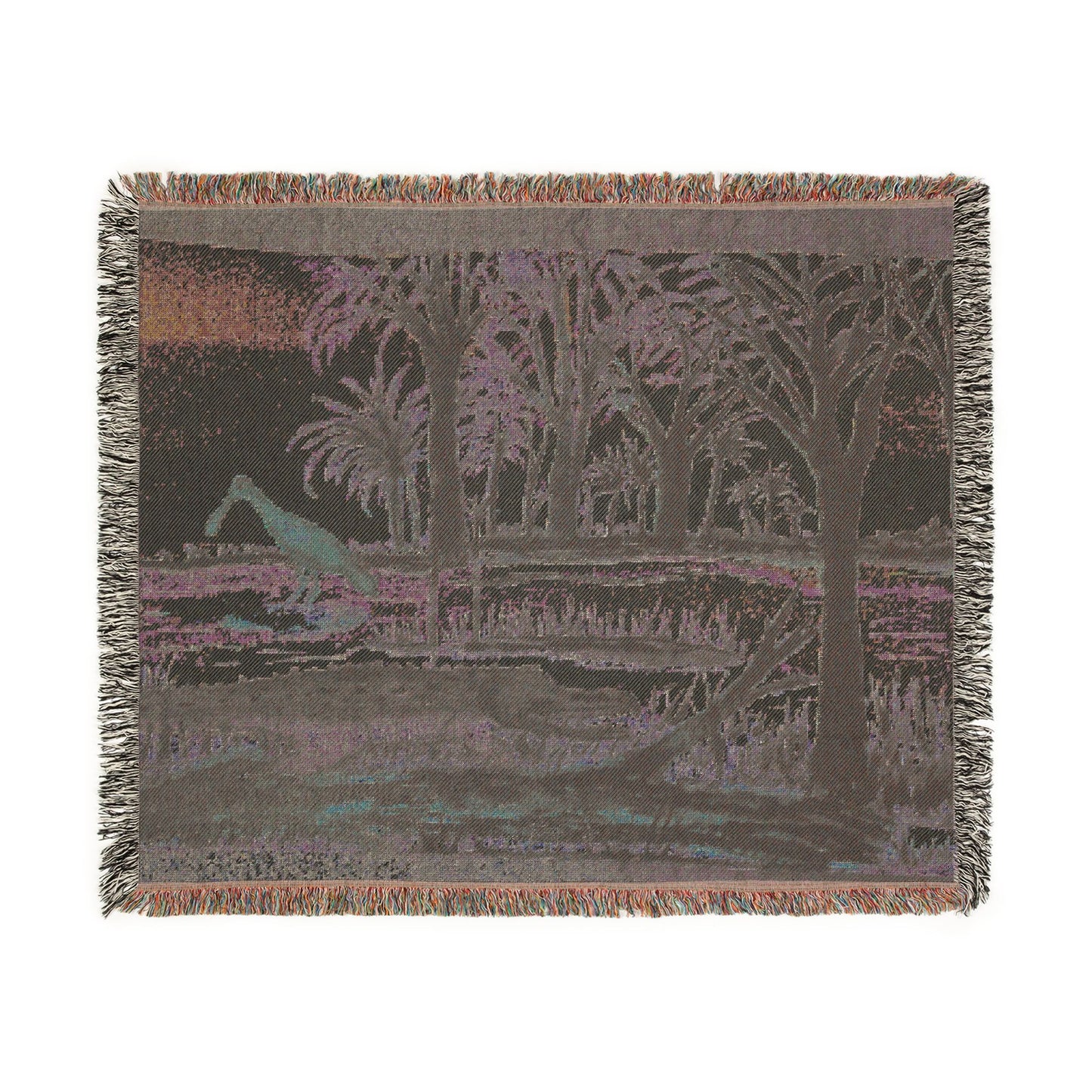 Roseate Spoonbill & Texas Gator Woven Blanket — Coastal Wildlife Throw