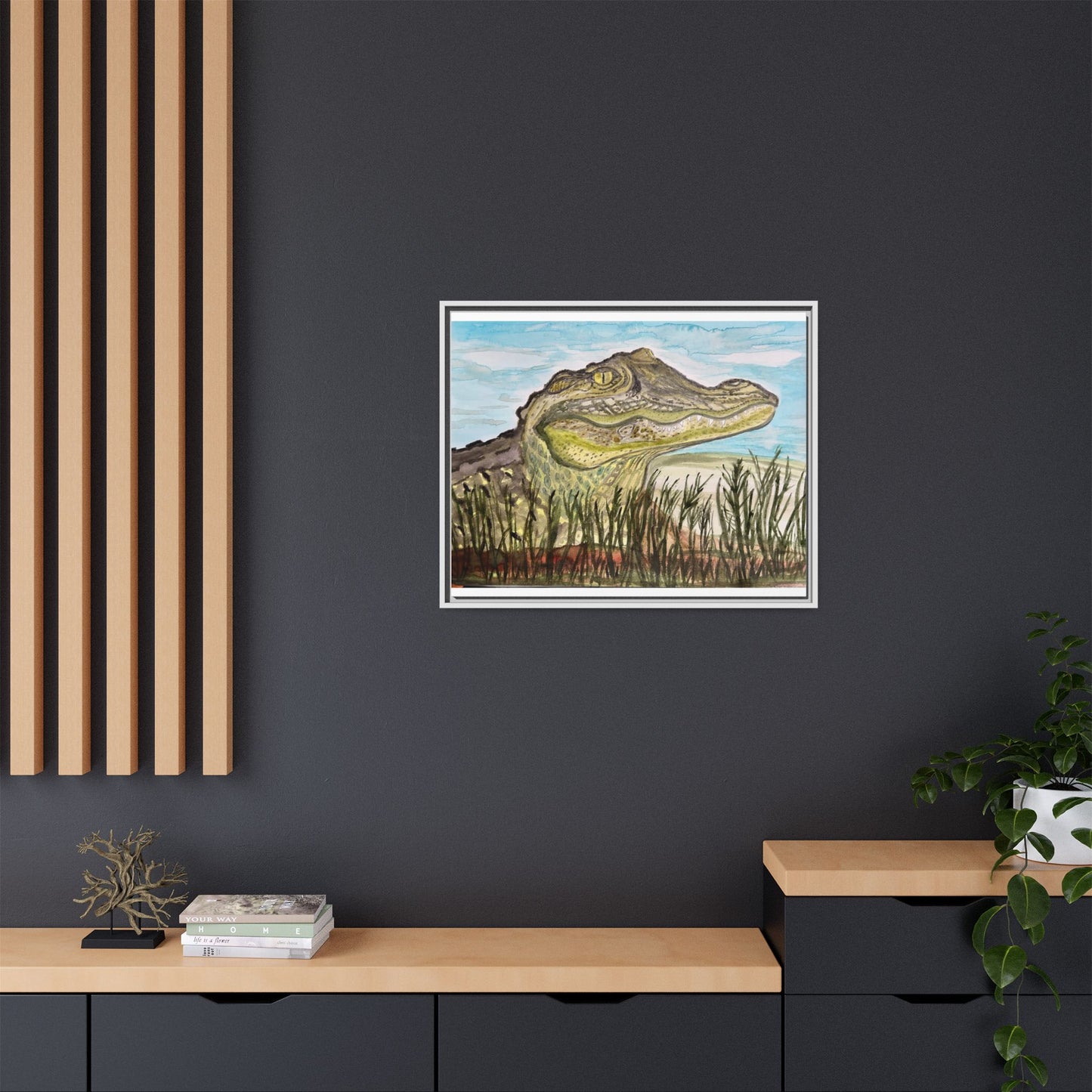 Texas Gator "Big Padre" Alligator Wall Art — Framed Matte Canvas Print