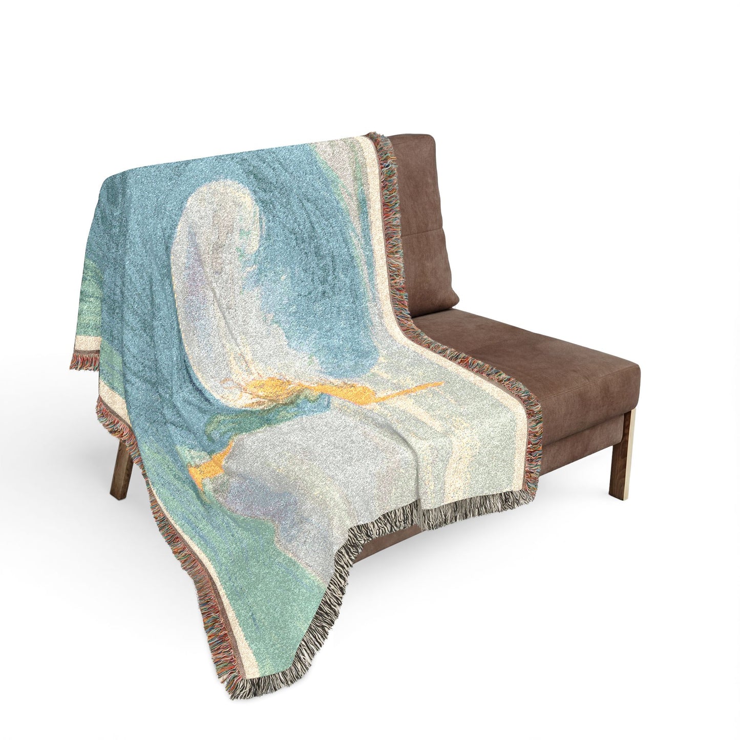 Rising from the Waves Girl Watercolor Print - Woven Blanket