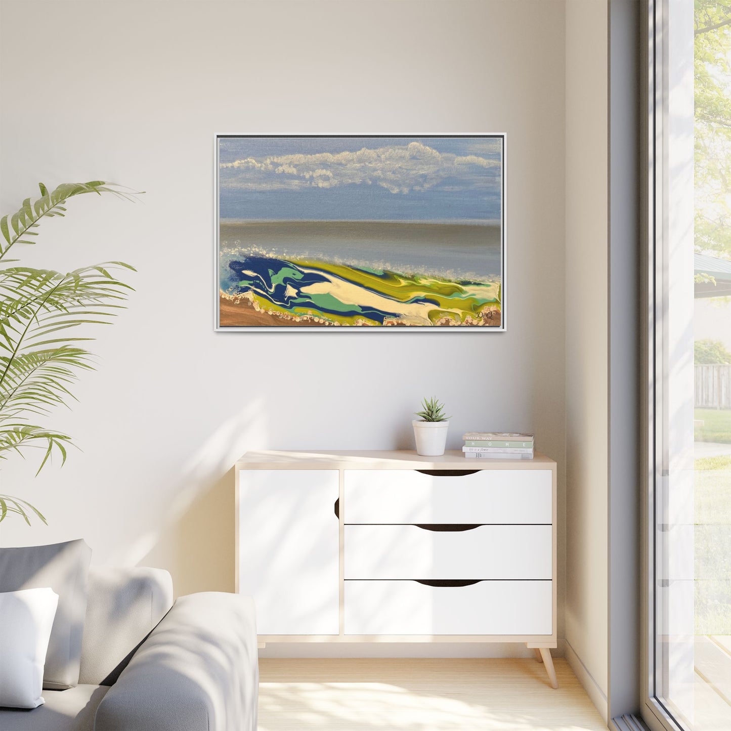 Sea Wash Matte Canvas, Framed (Multi-color)