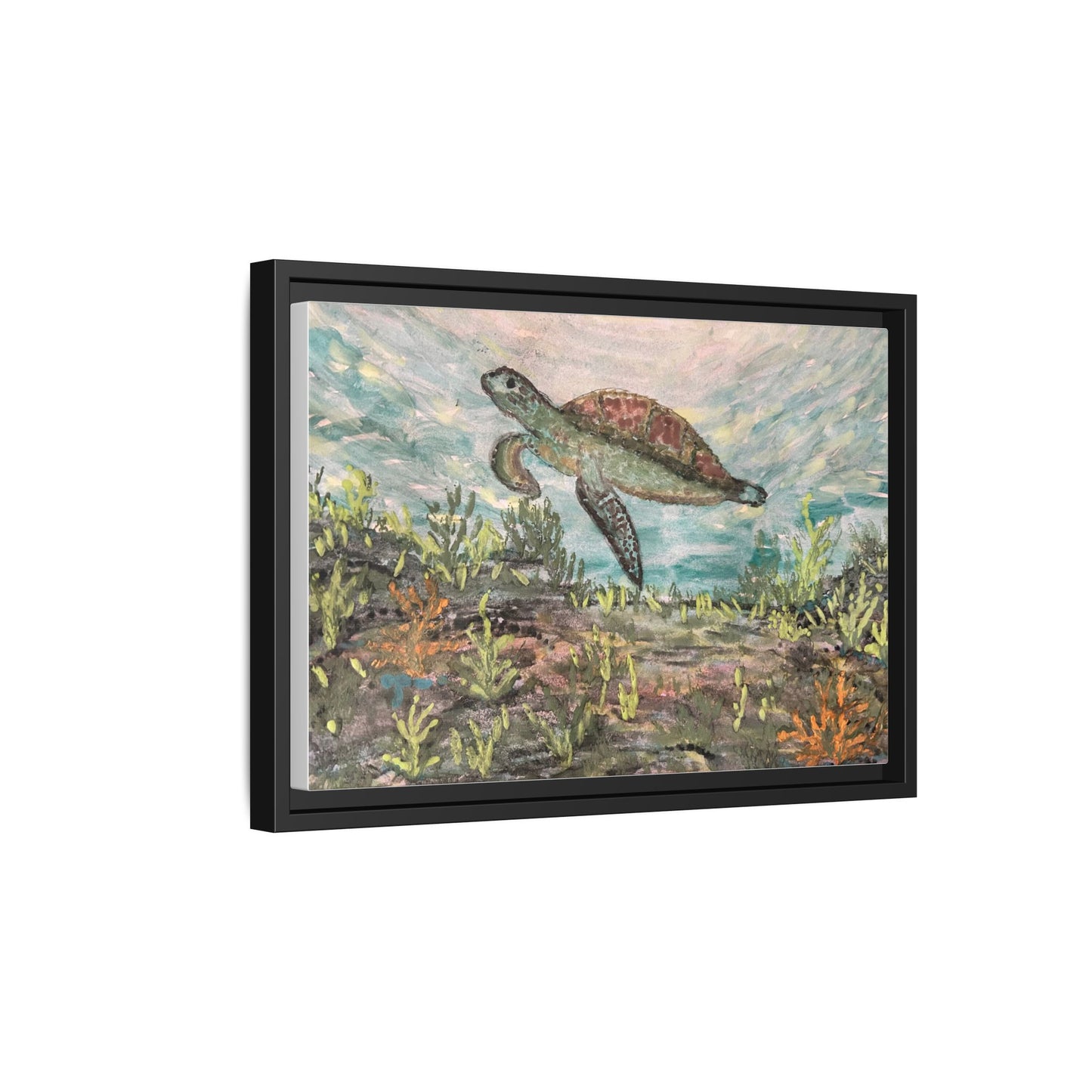 Sea Turtle Matte Canvas, Framed (Multi-color)