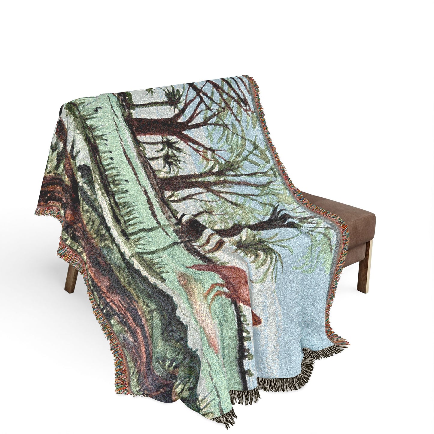 Roseate Spoonbill & Texas Gator Woven Blanket — Coastal Wildlife Throw