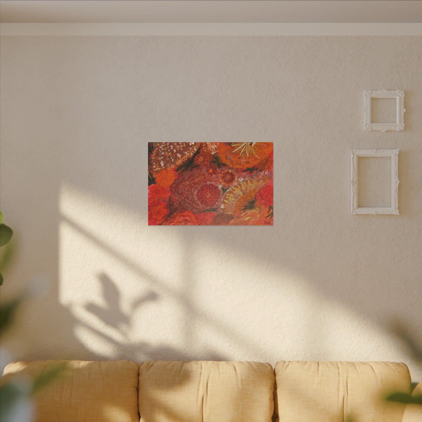Canvas Print - Flower Burst Watercolor of Bright Red and Orange