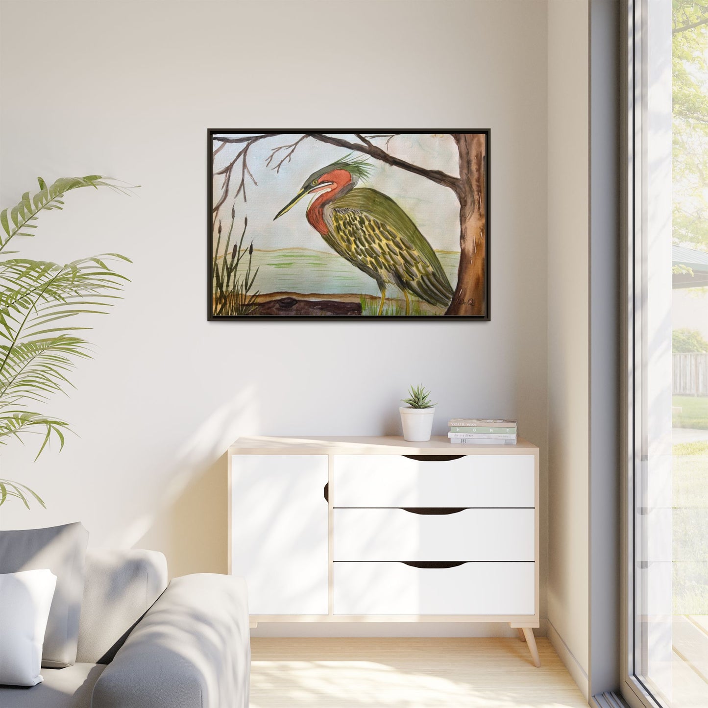 Green Heron Wetlands Print on Canvas