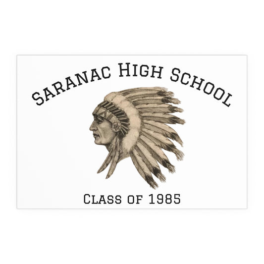 Saranac Chiefs Class of 1985 Vintage Silk Poster for Class of 1985 Memorabilia, Native American Style Print, Indoor Outdoor Decoration