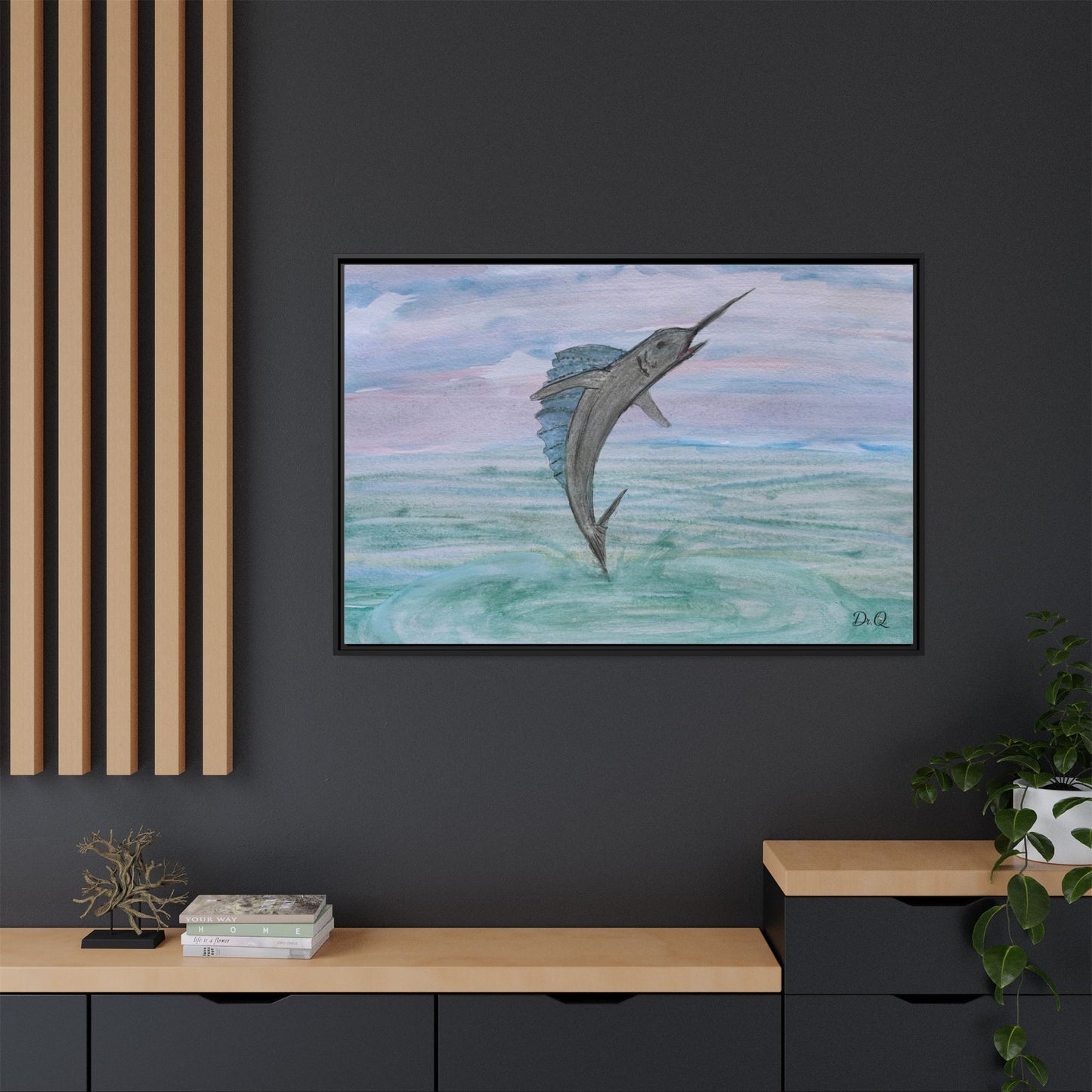 Leaping Marlin Seascape Wall Art