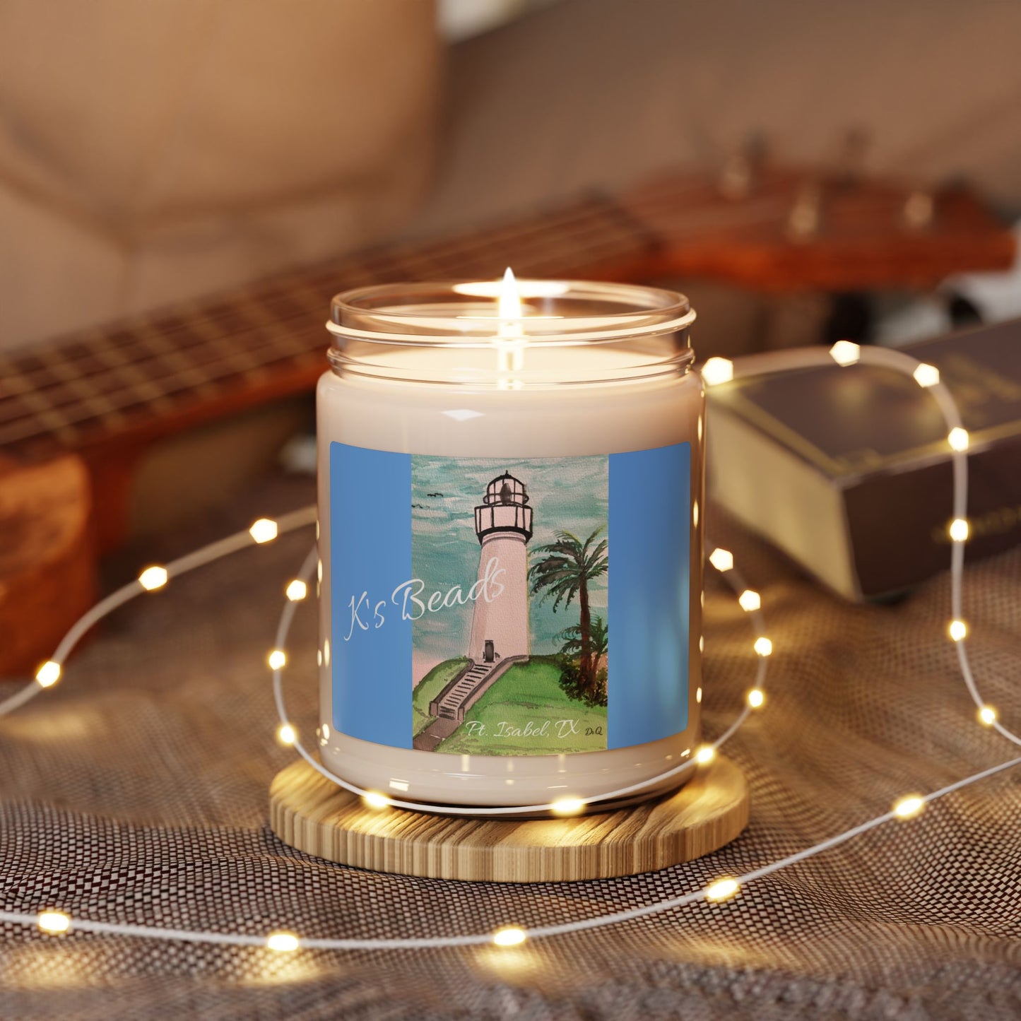 K's Beads - Port Isabel Lighthouse Breeze Scented Soy Candle — 9oz Coastal Home Fragrance