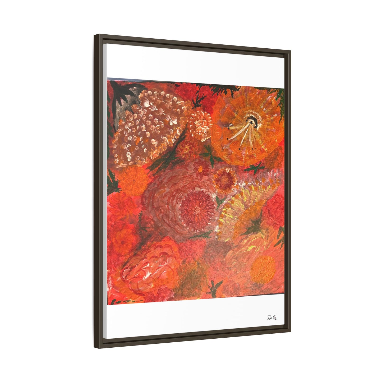 "Floral Burst" Abstract Red Floral Matte Canvas Framed Wall Art