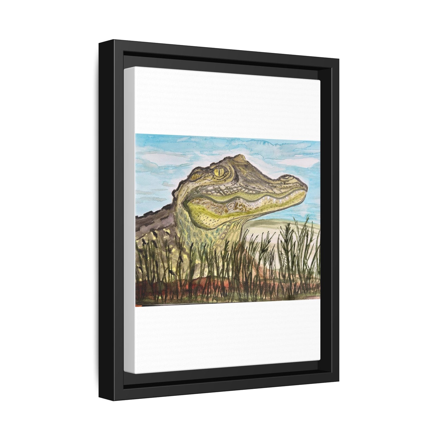 Texas Gator "Big Padre" Alligator Wall Art — Framed Matte Canvas Print
