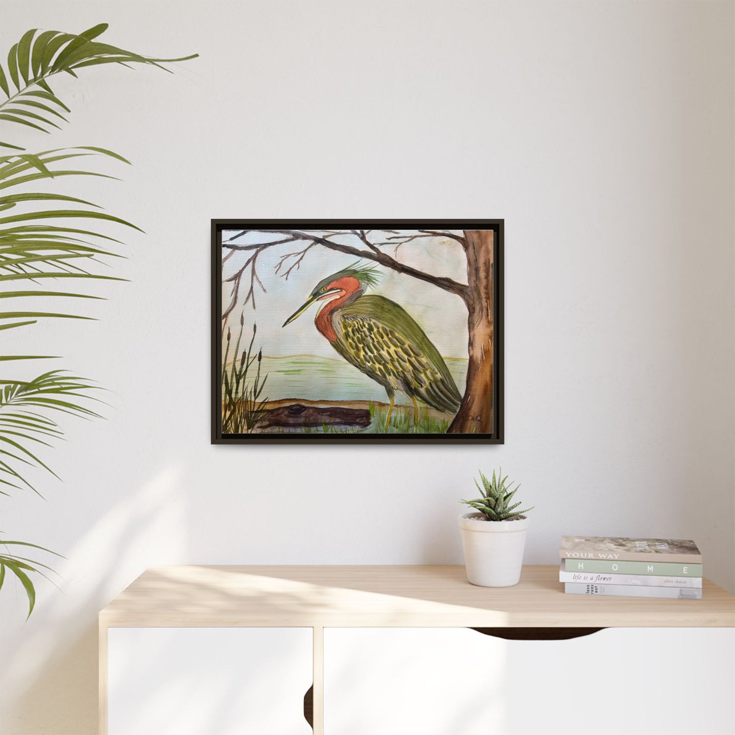 Green Heron Wetlands Print on Canvas