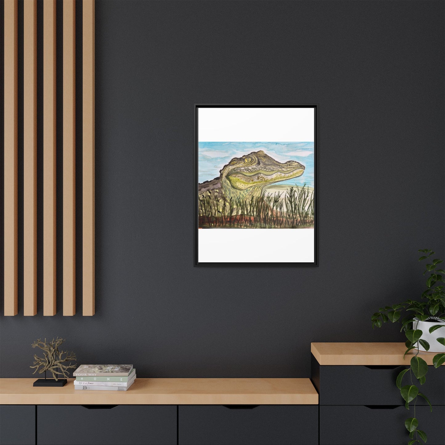 Texas Gator "Big Padre" Alligator Wall Art — Framed Matte Canvas Print