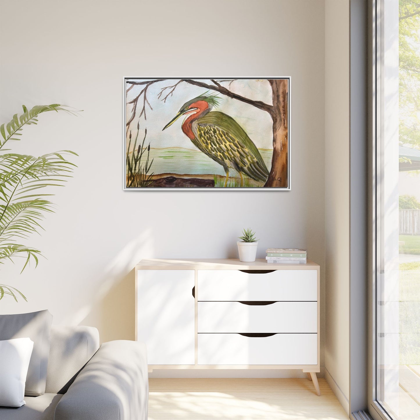 Green Heron Wetlands Print on Canvas