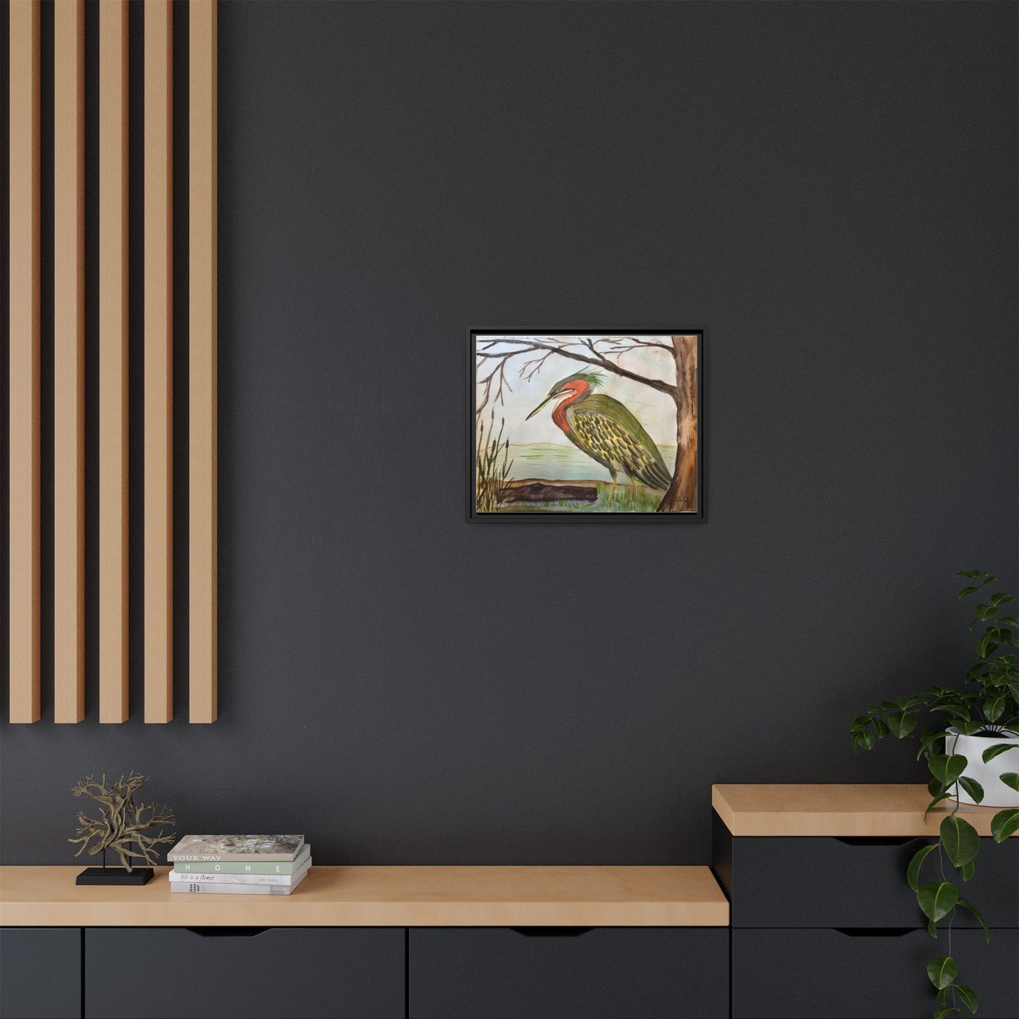 Green Heron Wetlands Print on Canvas