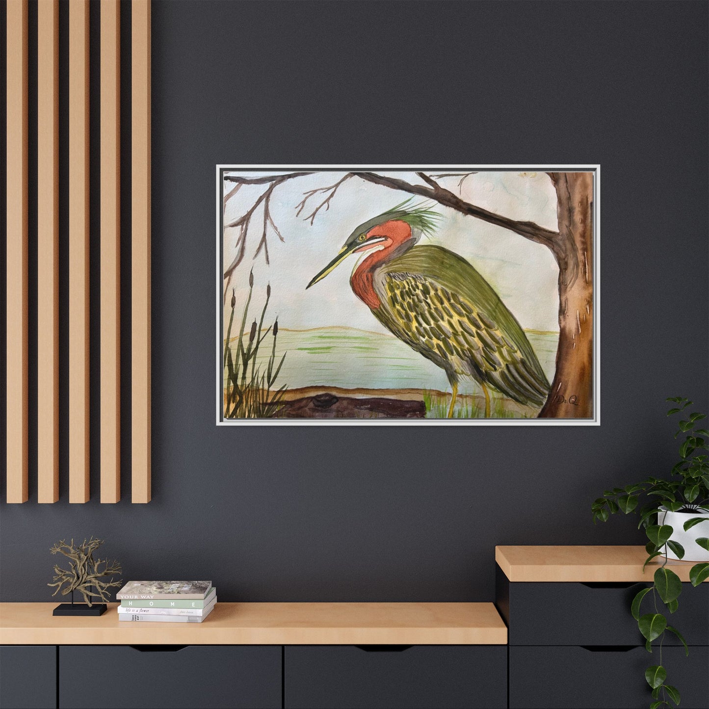 Green Heron Wetlands Print on Canvas