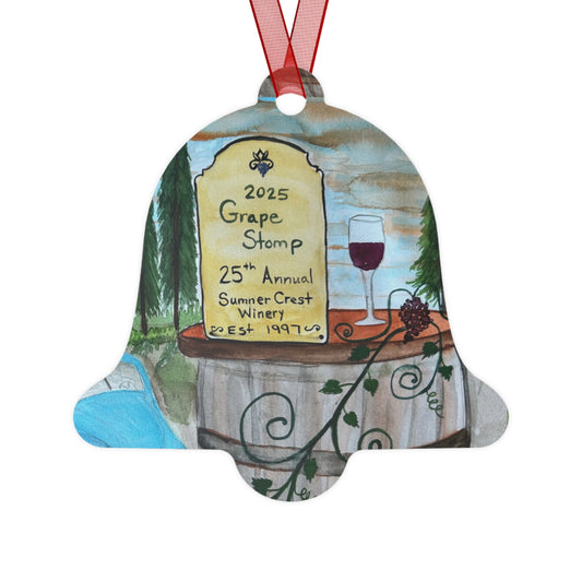 "Sumner Crest Winery" 25th Annual Grape Stomp's Charming Metal Ornaments for Wine Lovers, Personalized Holiday Decor, Unique Gift for Christmas, Rustic Home Decor, Winery Gifts