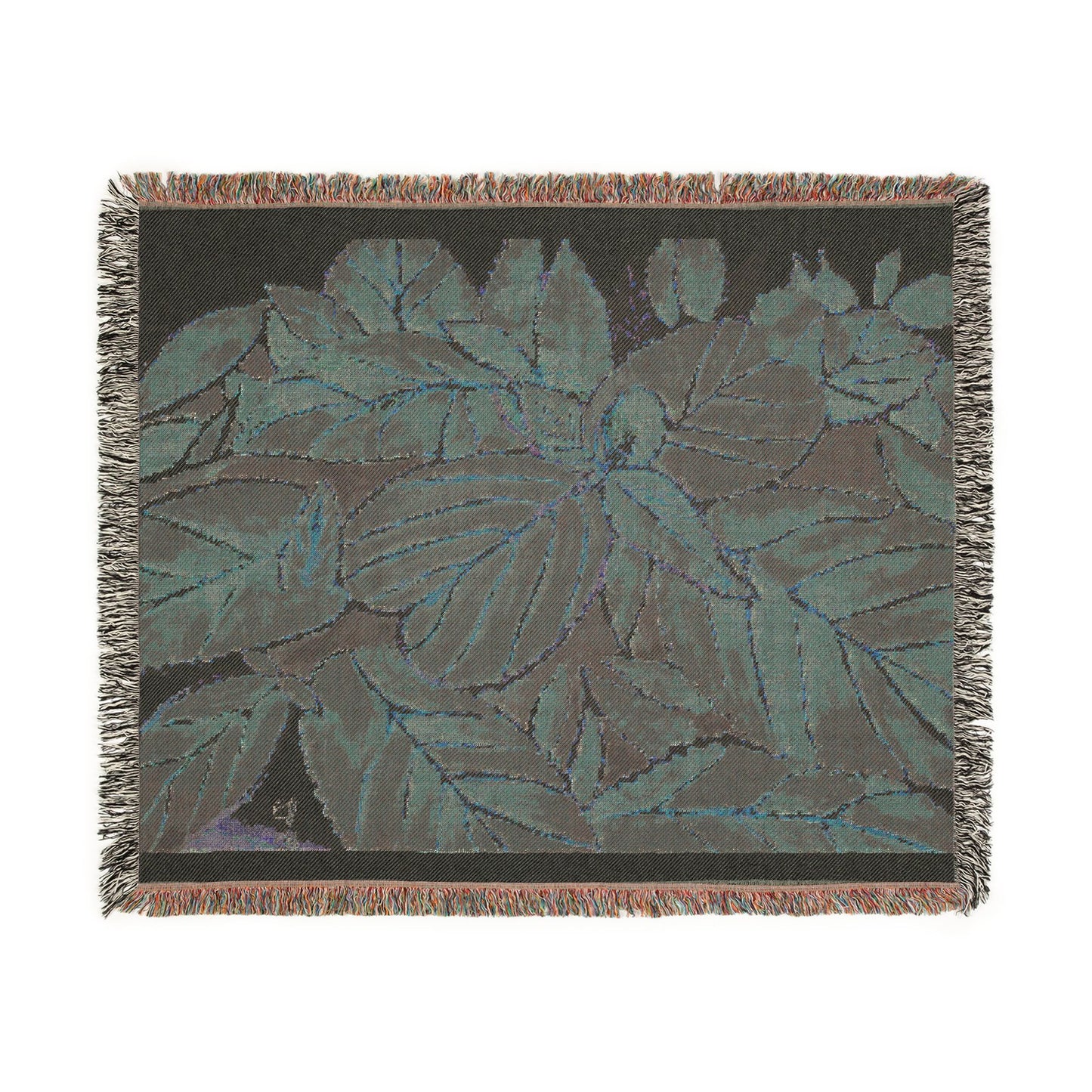 Coleus Botanical Leaves Woven Blanket — Autumn Palette Throw by Dr. Q