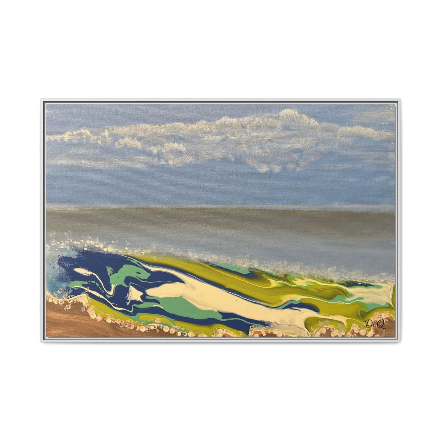 Sea Wash Matte Canvas, Framed (Multi-color)